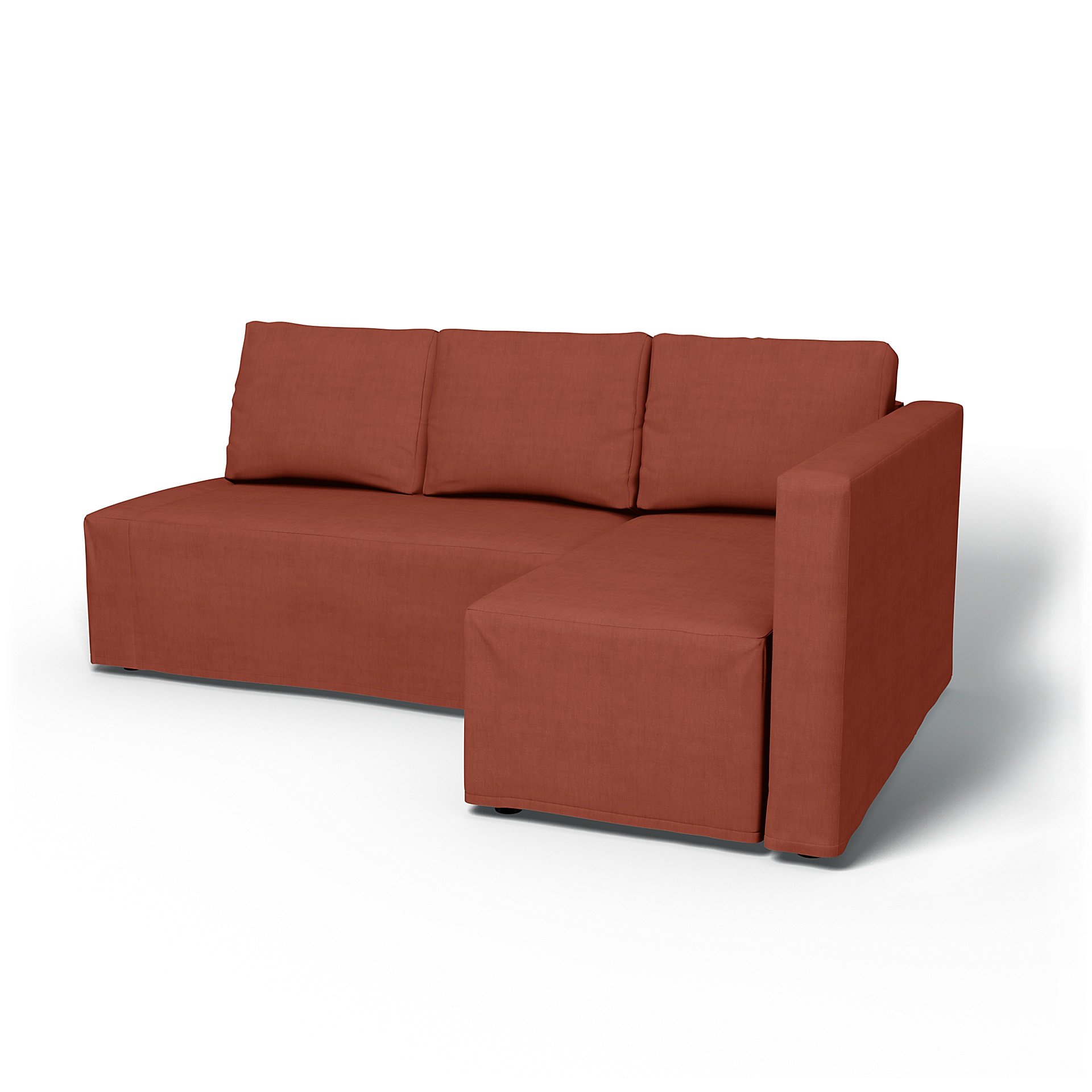 IKEA - Friheten Sofa Bed with Right Chaise Cover, Terracotta, Linen - Bemz