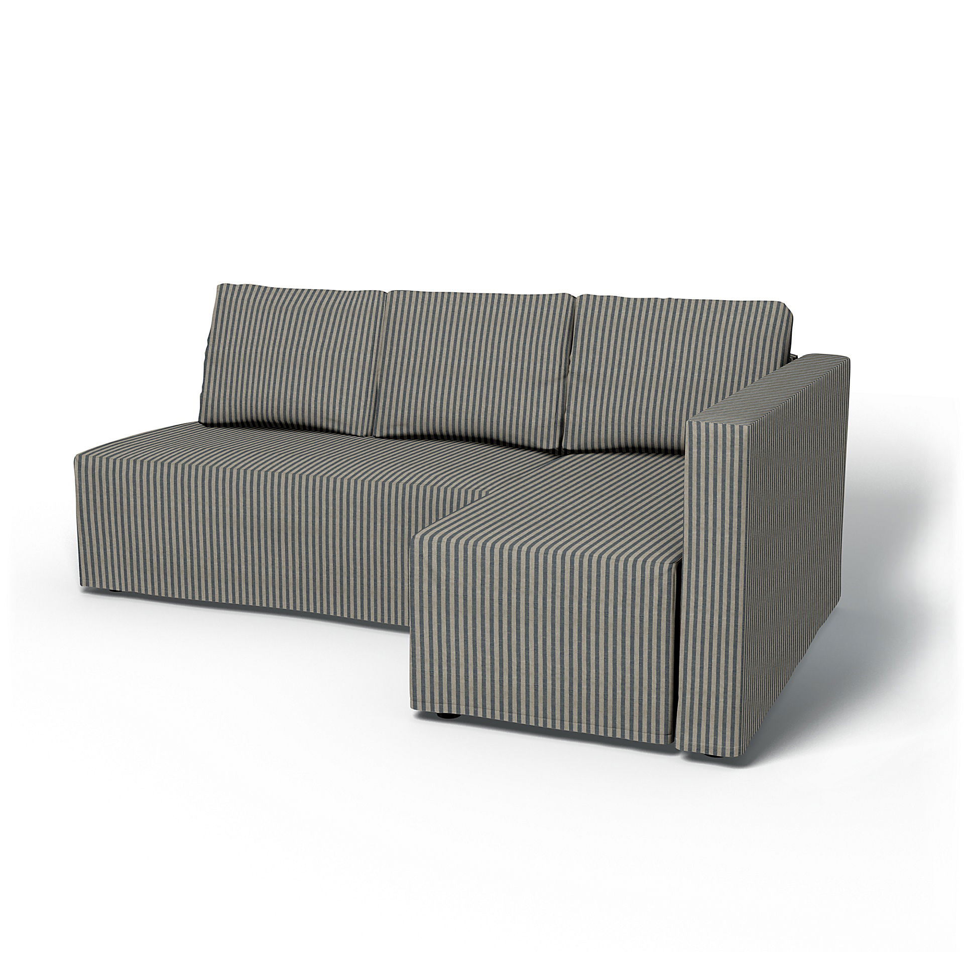 IKEA - Friheten Sofa Bed with Right Chaise Cover, Dark Blue / Natural, Linen - Bemz
