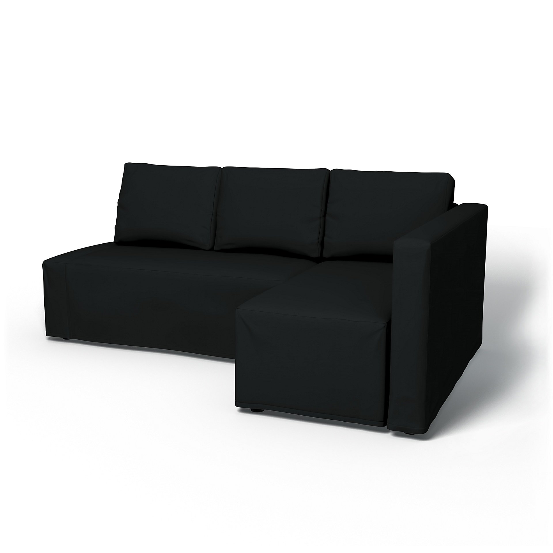 IKEA - Friheten Sofa Bed with Right Chaise Cover, Jet Black, Cotton - Bemz