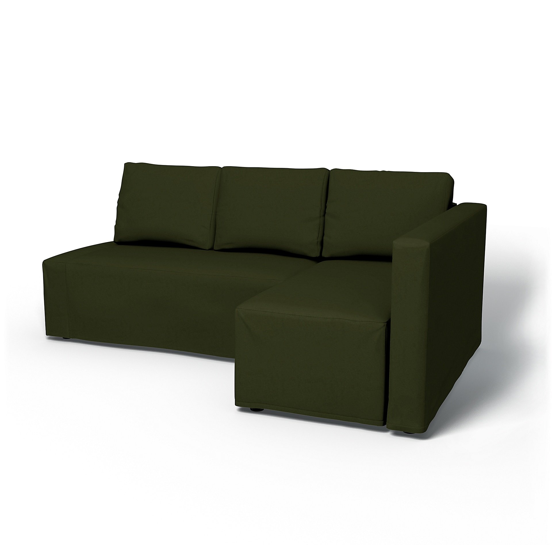 IKEA - Friheten Sofa Bed with Right Chaise Cover, Moss, Velvet - Bemz