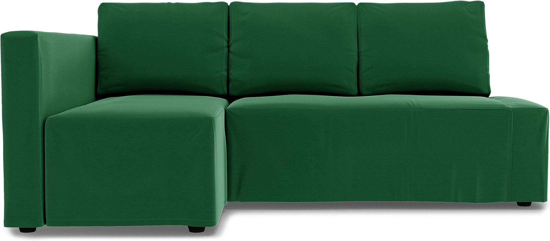 IKEA - Överdrag till Friheten bäddsoffa med vänster schäslong, Abundant Green, Sammet - Bemz