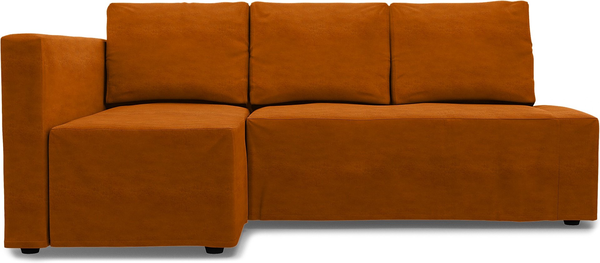 IKEA - Friheten Sofa Bed with Left Chaise Cover, Cognac, Velvet - Bemz