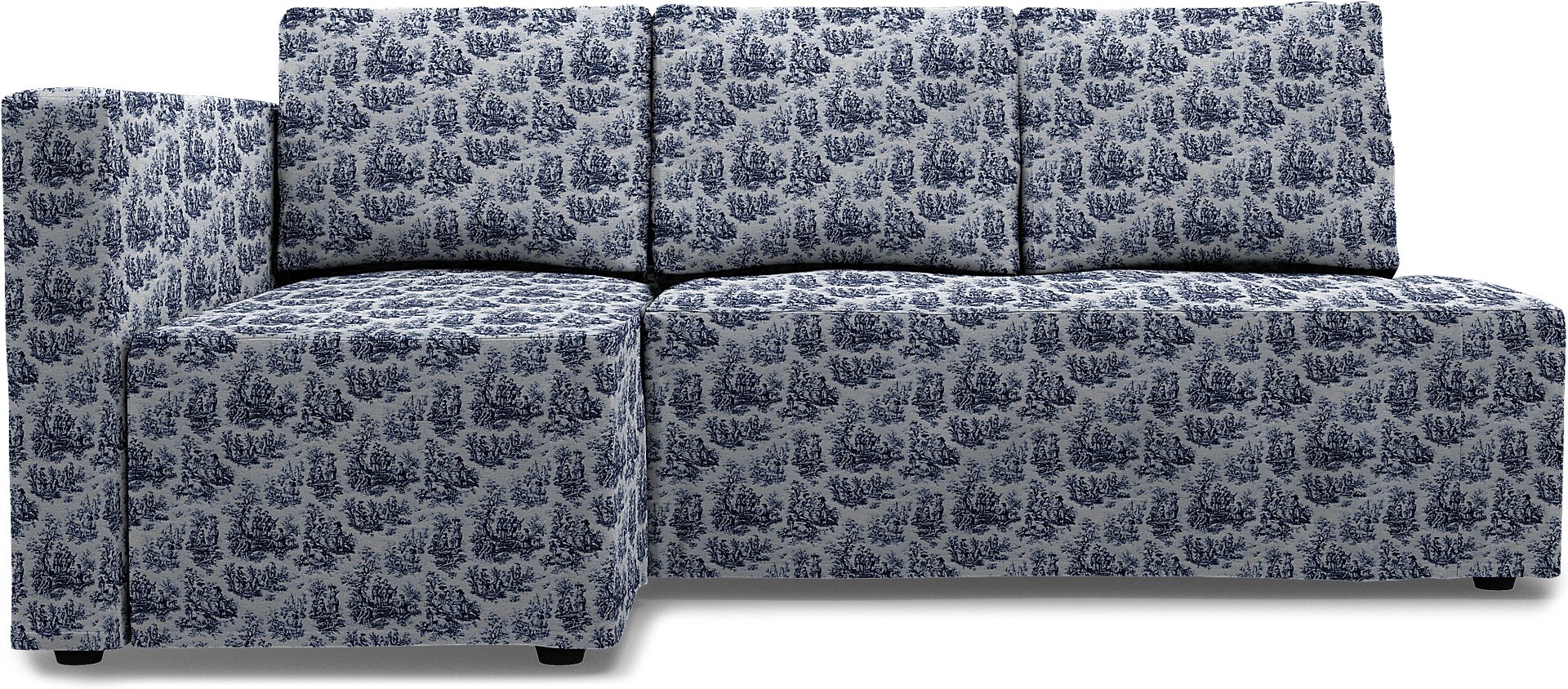 IKEA - Friheten Sofa Bed with Left Chaise Cover, Dark Blue, Boucle & Texture - Bemz