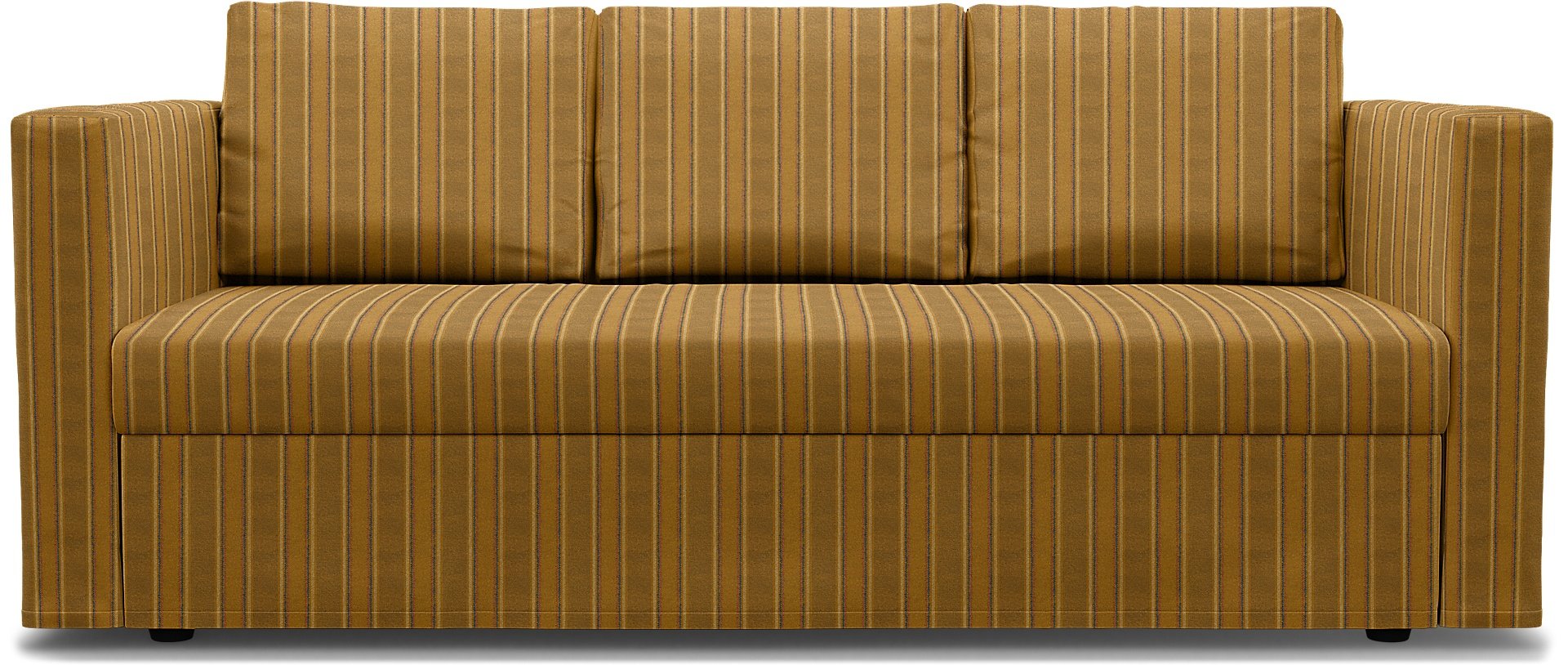 IKEA - Friheten 3 Seater Sofa Bed Cover, Mustard Stripe, Cotton - Bemz