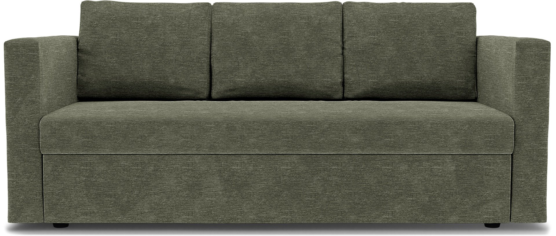 IKEA - Friheten 3 Seater Sofa Bed Cover, Green Grey, Velvet - Bemz