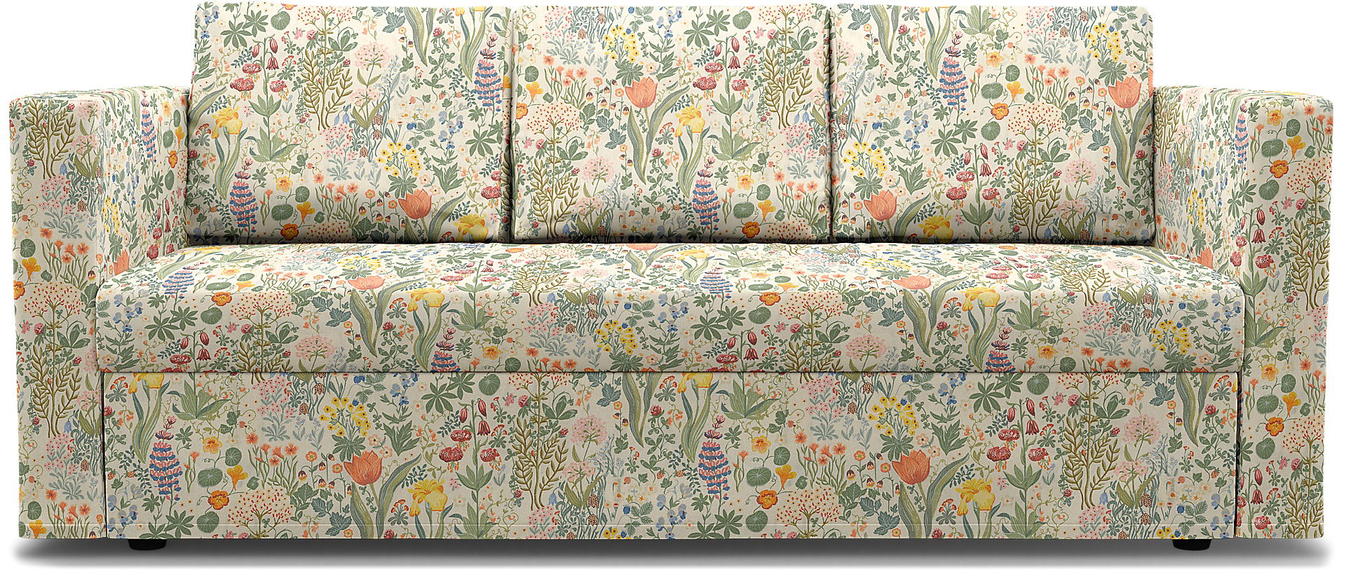 IKEA - Friheten 3 Seater Sofa Bed Cover, Blomsterhav Light, BEMZ x BORÅSTAPETER COLLECTION - Bemz