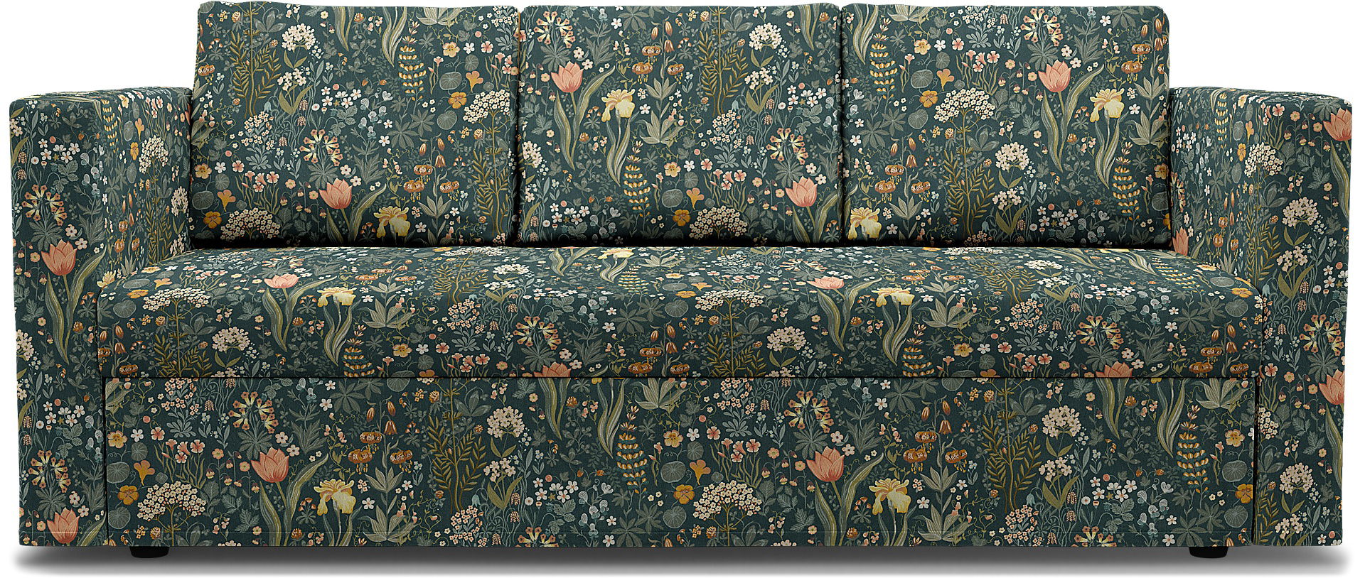 IKEA - Friheten 3 Seater Sofa Bed Cover, Blomsterhav Dark, BEMZ x BORÅSTAPETER COLLECTION - Bemz