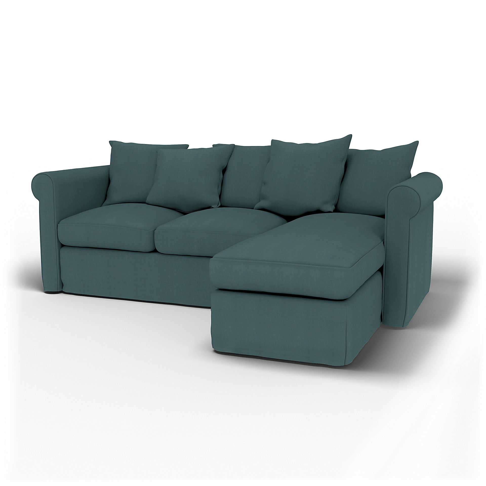 IKEA - Grönlid 3 Seater with Chaise Sofa Cover, Slate Blue, Linen - Bemz
