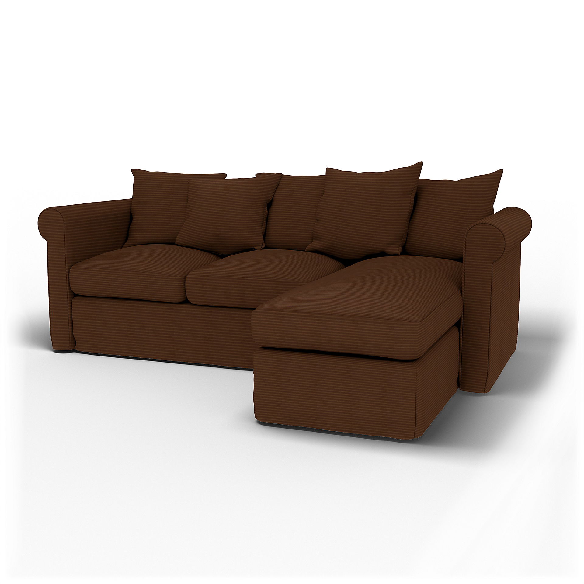 IKEA - Överdrag till Grönlid 3-sitssoffa med schäslong, Chocolate Brown, Manchester - Bemz