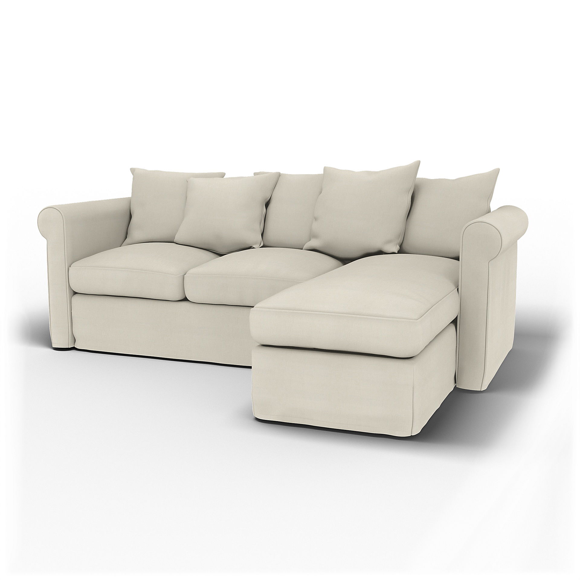 IKEA - Grönlid 3 Seater with Chaise Sofa Cover, Unbleached, Linen - Bemz
