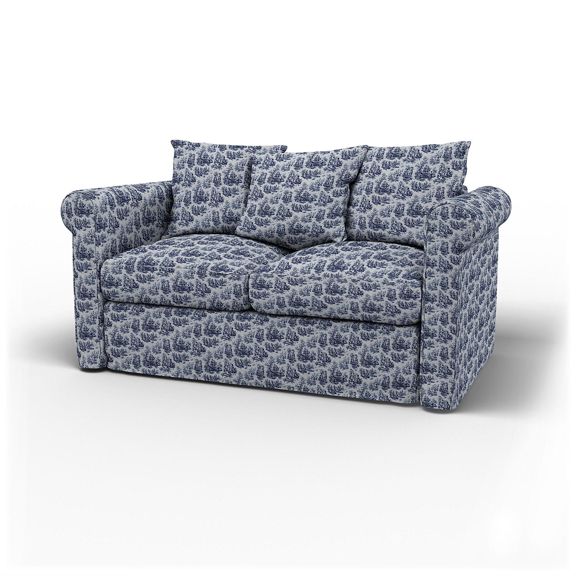 IKEA - Grönlid 2 Seater Sofa Cover, Dark Blue, Bouclé & Texture - Bemz