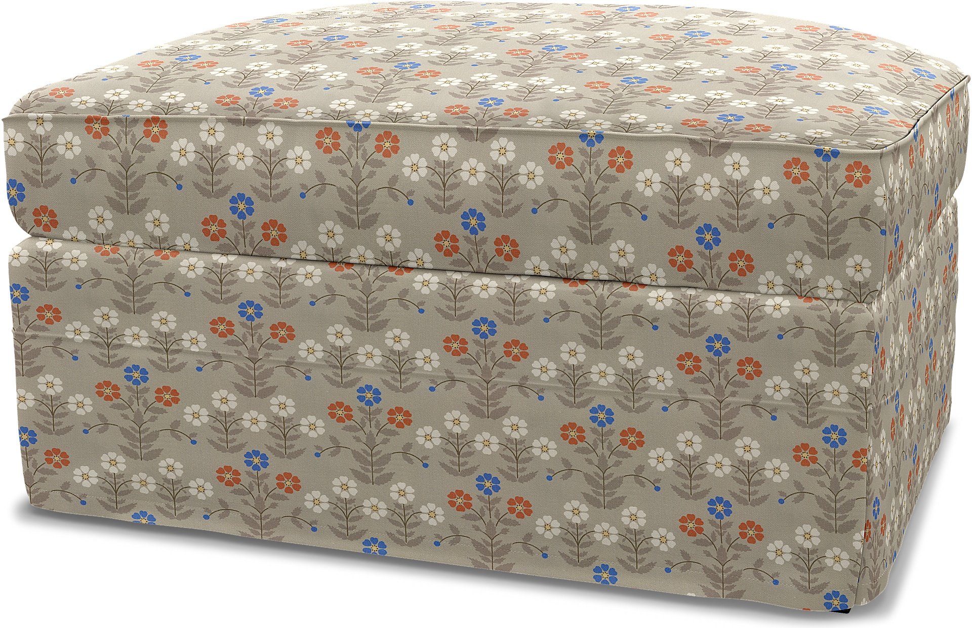 IKEA - Gronlid Footstool with Storage Cover, Sippor Blue/Orange, BEMZ x BORASTAPETER COLLECTION - Be