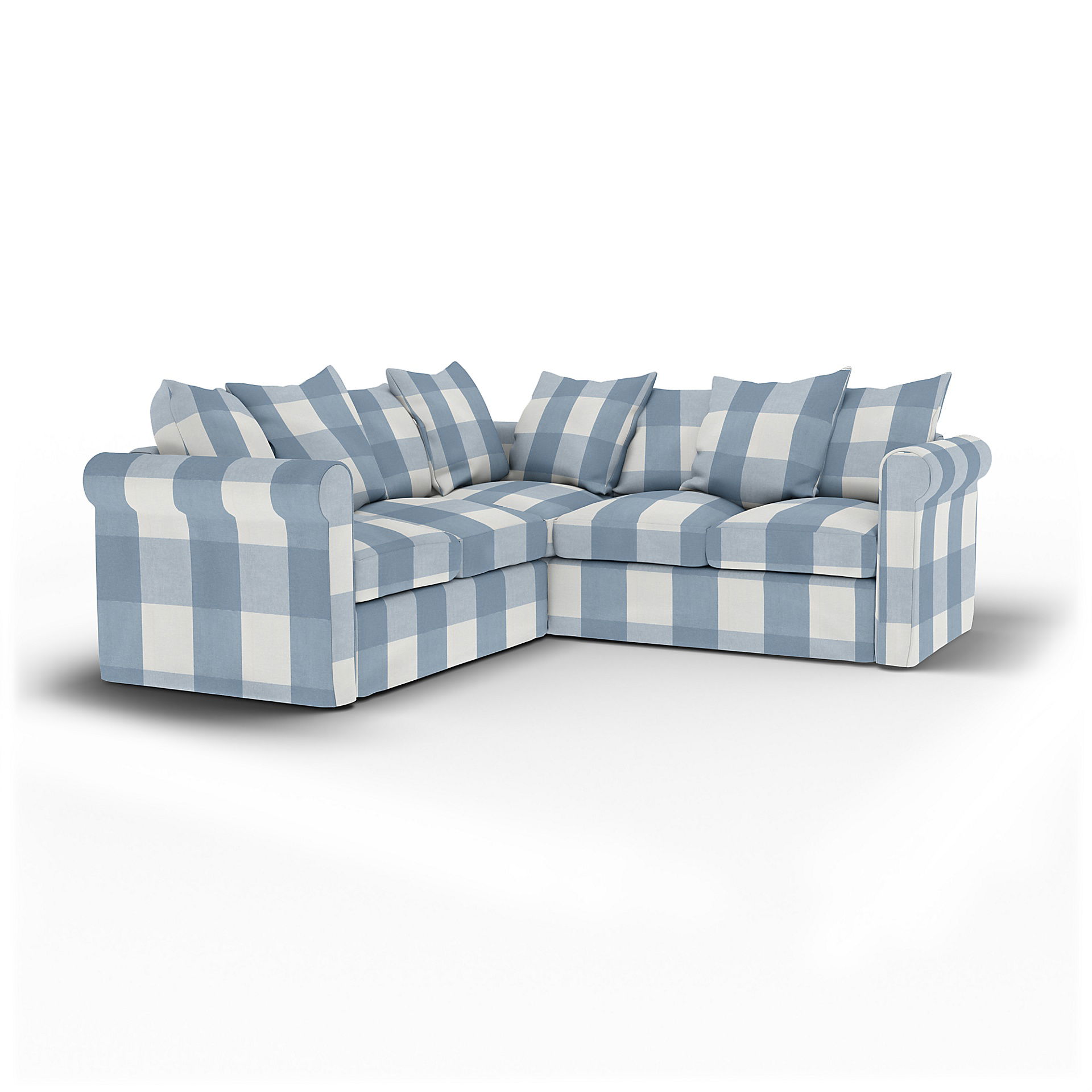 IKEA - Grönlid 4 Seater Corner Sofa Cover, Sky Blue, Linen - Bemz