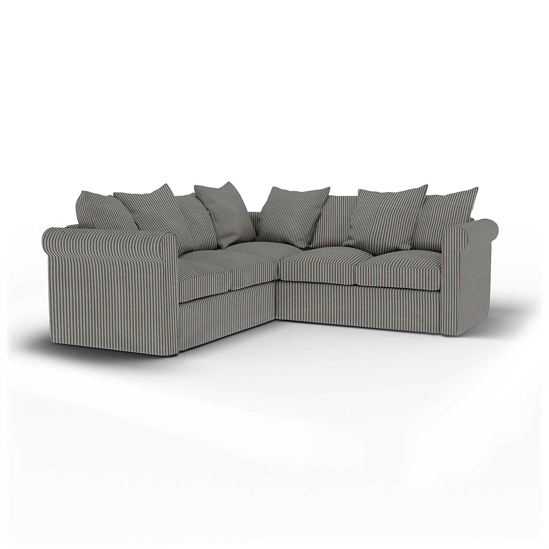 IKEA - Grönlid 4 Seater Corner Sofa Cover, Dark Blue / Natural, Linen - Bemz