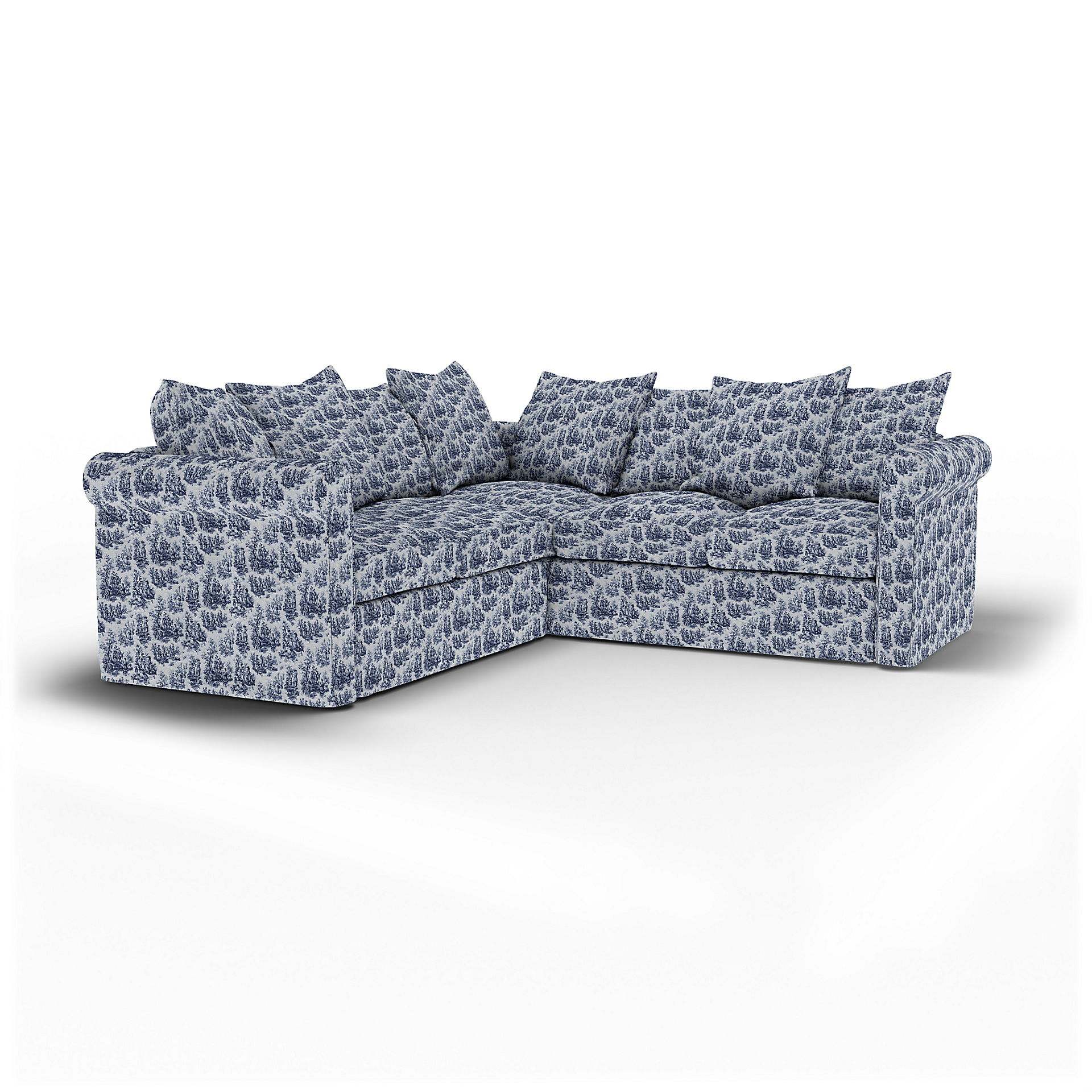 IKEA - Grönlid 4 Seater Corner Sofa Cover, Dark Blue, Bouclé & Texture - Bemz