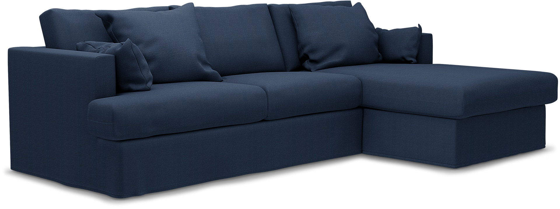 Harper 3-sitssoffa XL med schäslong höger, Navy Blue, Linne - Bemz