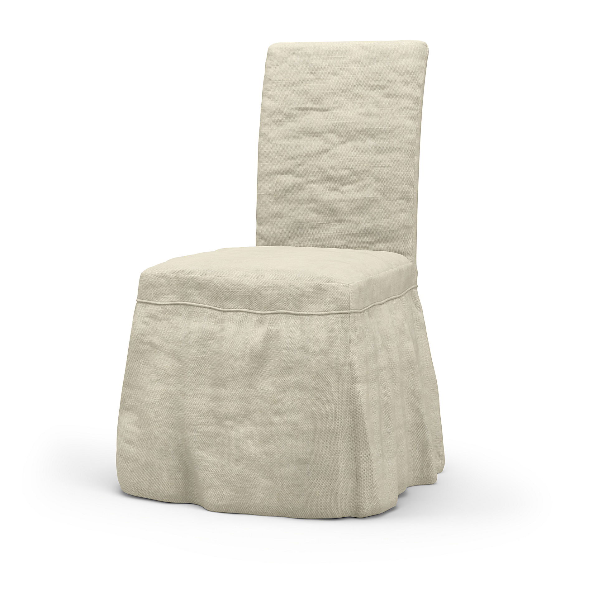IKEA - Överdrag till Henriksdal stol Lång kappa med volang (standard modell), White, Linne - Bemz