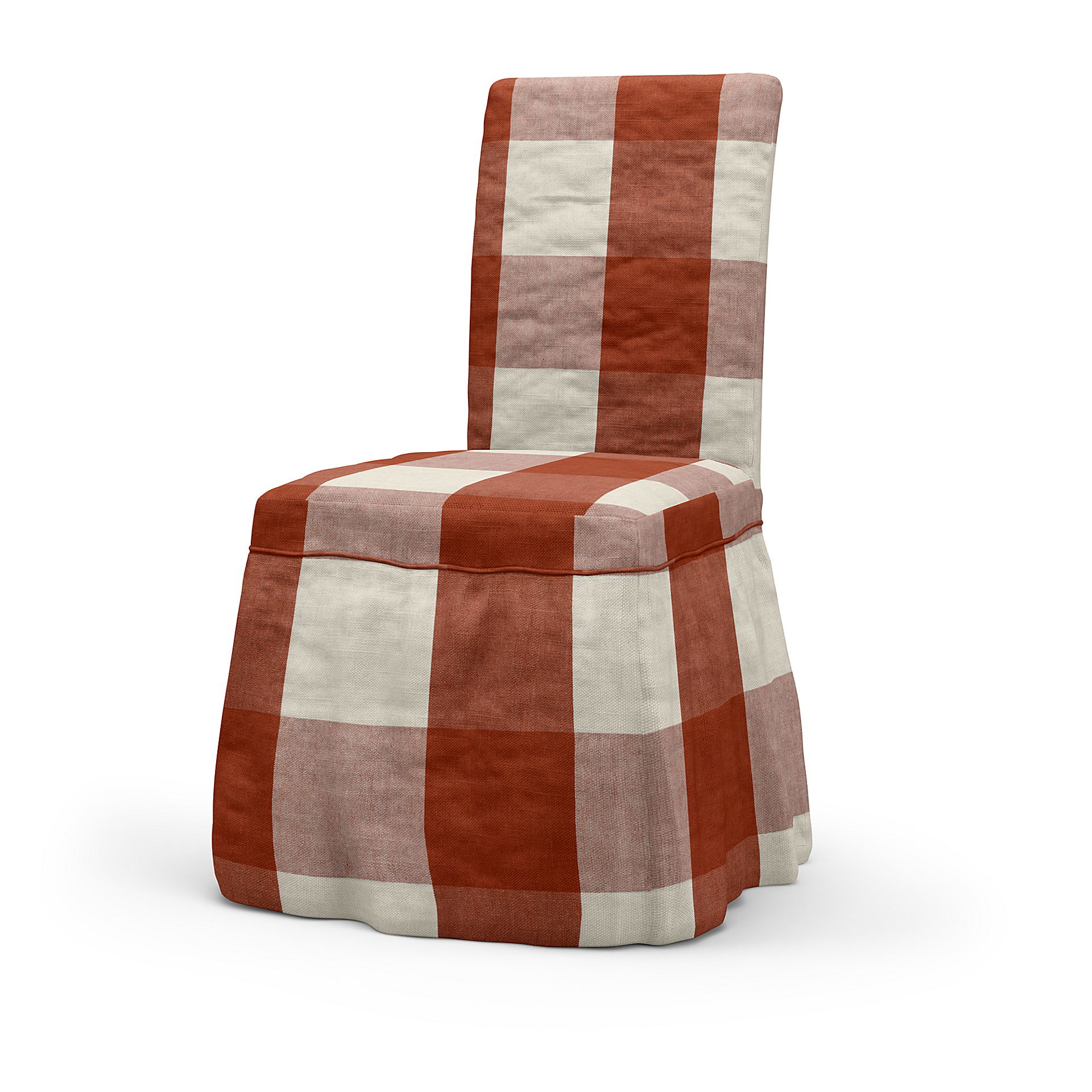 IKEA - Henriksdal Dining Chair Cover Long skirt with Ruffles (Standard model), Terracotta, Linen - Bemz