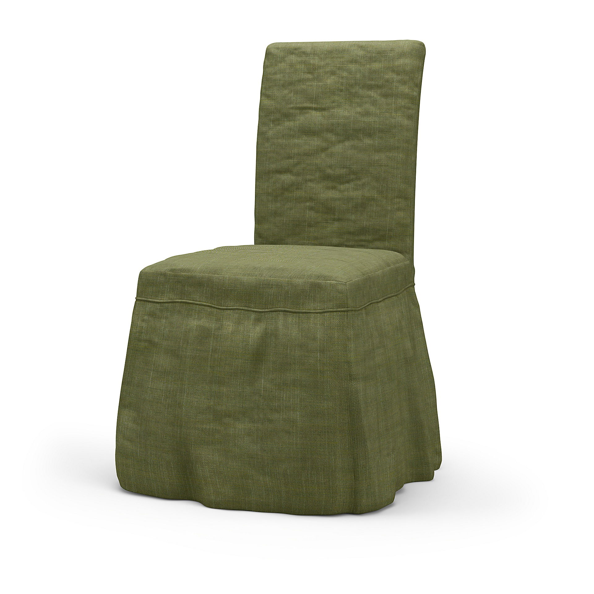 IKEA - Överdrag till Henriksdal stol Lång kappa med volang (standard modell), Moss Green, BOUCLÉ & TEXTUR - Bemz