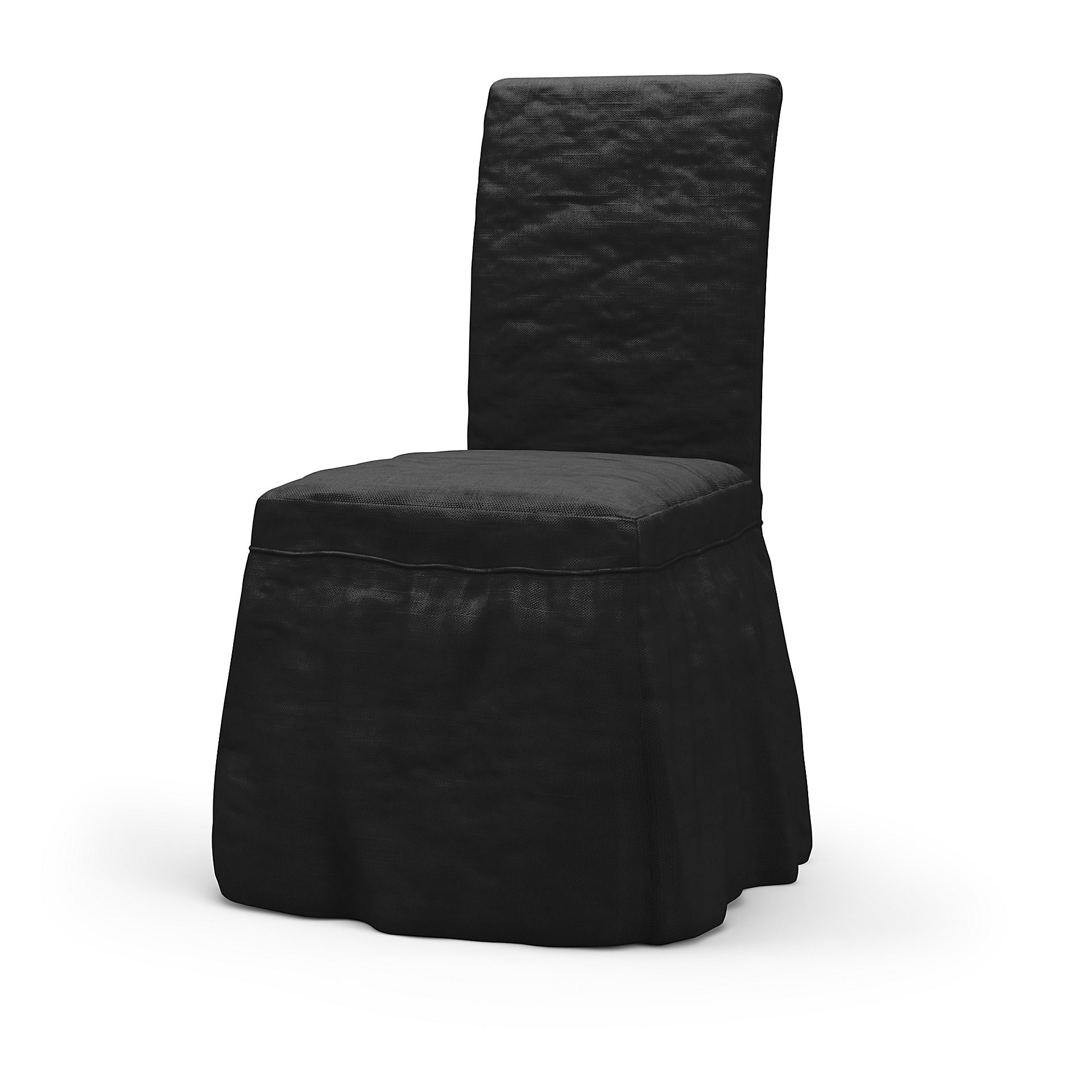 IKEA - Henriksdal Dining Chair Cover Long skirt with Ruffles (Standard model), Black, Velvet - Bemz