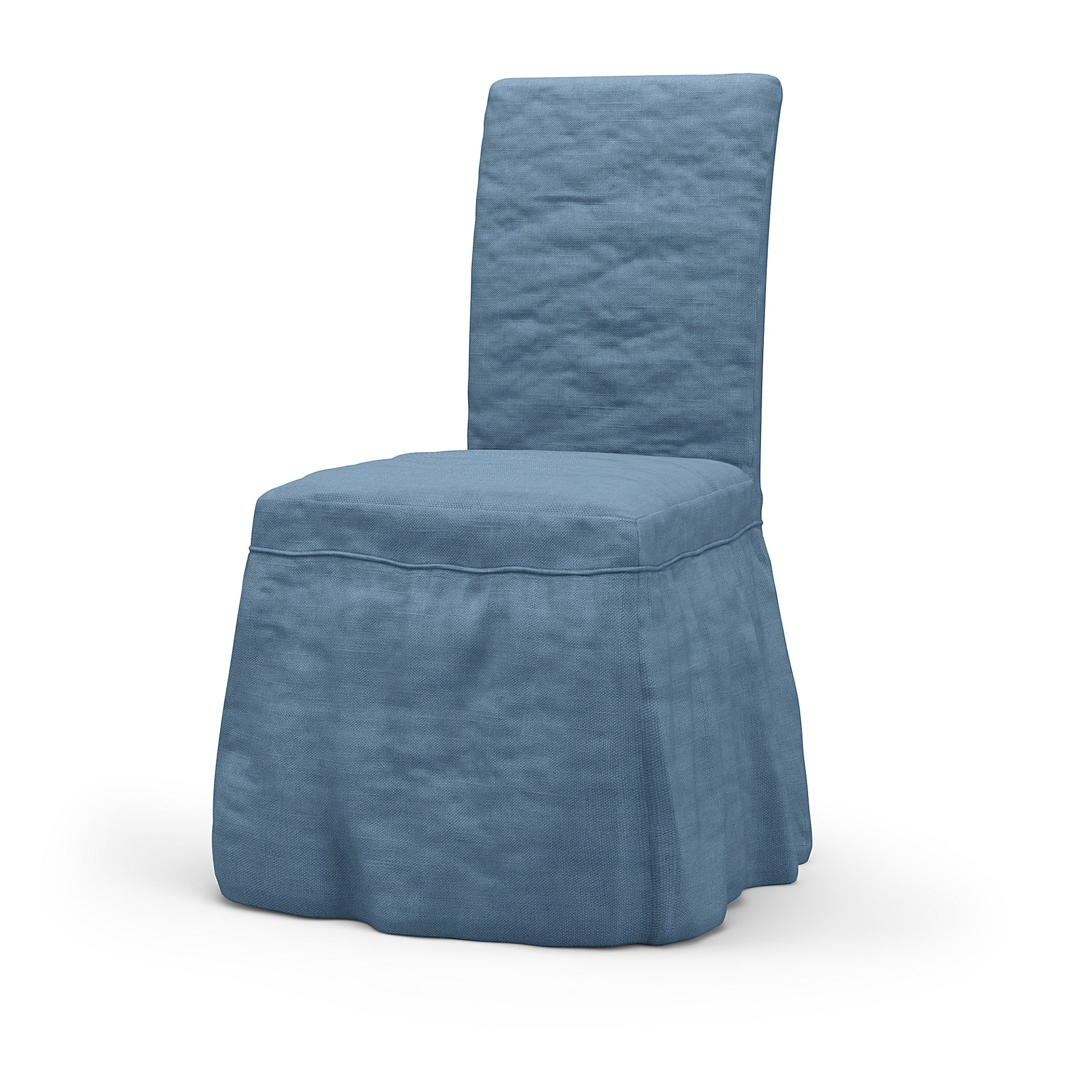 IKEA - Henriksdal Dining Chair Cover Long skirt with Ruffles (Standard model), Vintage Blue, Linen -
