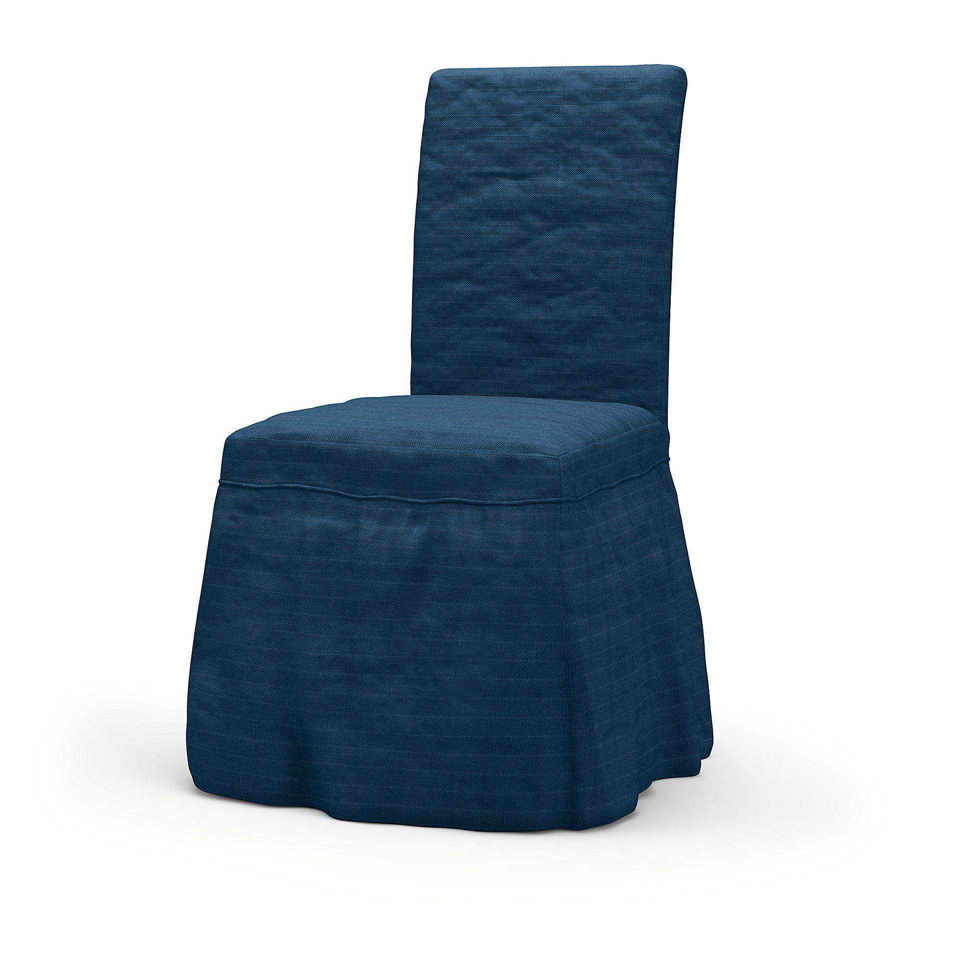 IKEA - Henriksdal Dining Chair Cover Long skirt with Ruffles (Standard model), Denim Blue, Velvet - Bemz