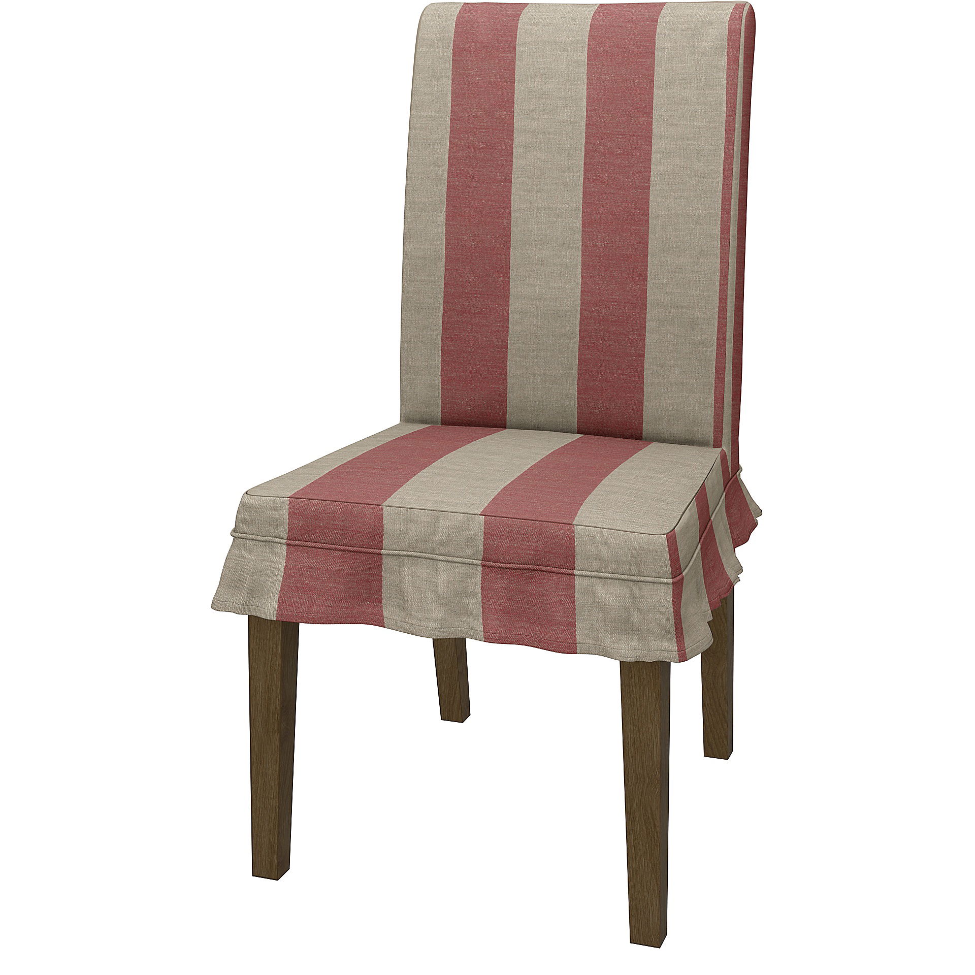 IKEA - ÖVERDRAG TILL HENRIKSDAL STOL KORT KAPPA MED VOLANG (STANDARDMODELL) , Soft Red, Linne - Bemz