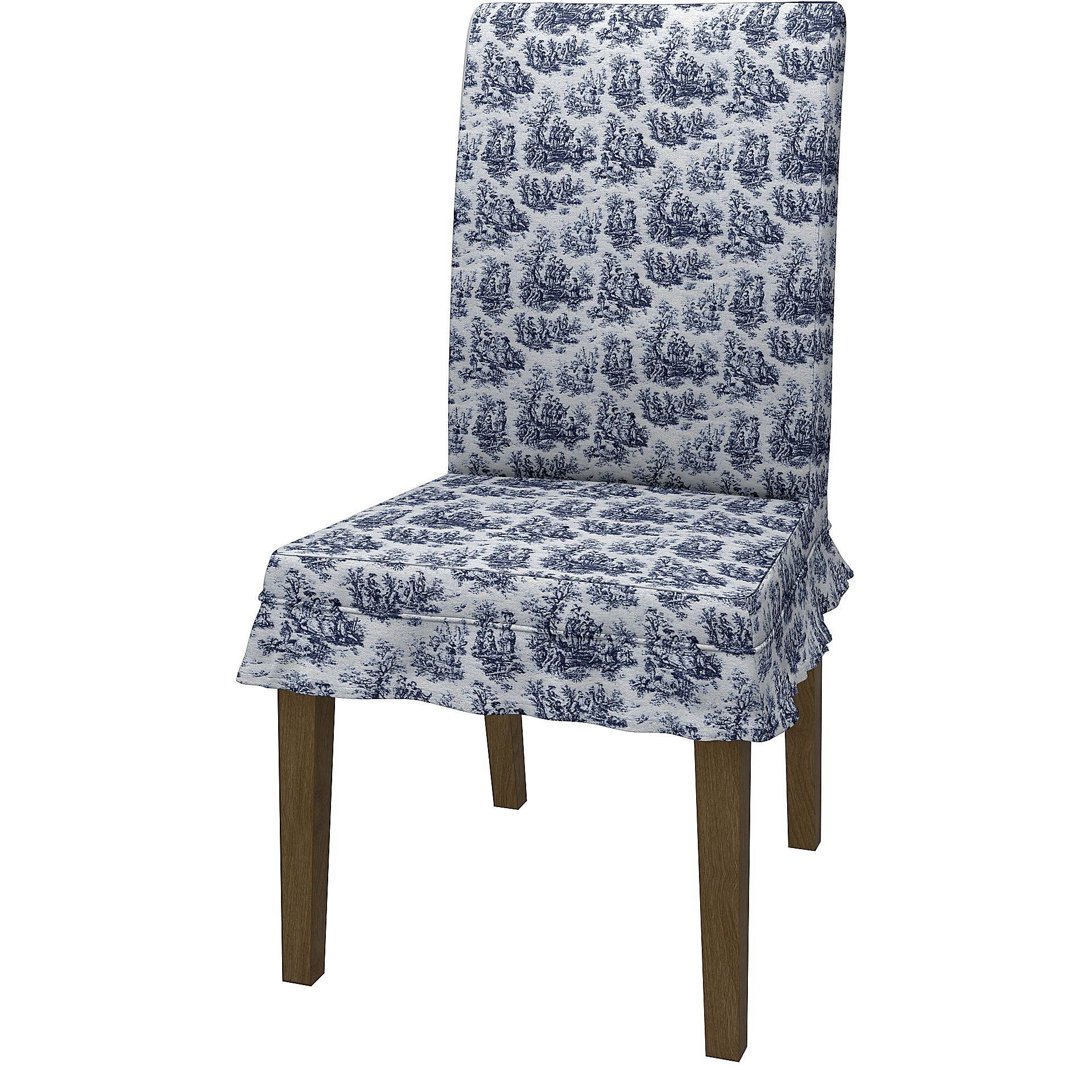 IKEA - HENRIKSDAL DINING CHAIR COVER SHORT SKIRT WITH RUFFLES (STANDARD MODEL), Dark Blue, Bouclé & Texture - Bemz