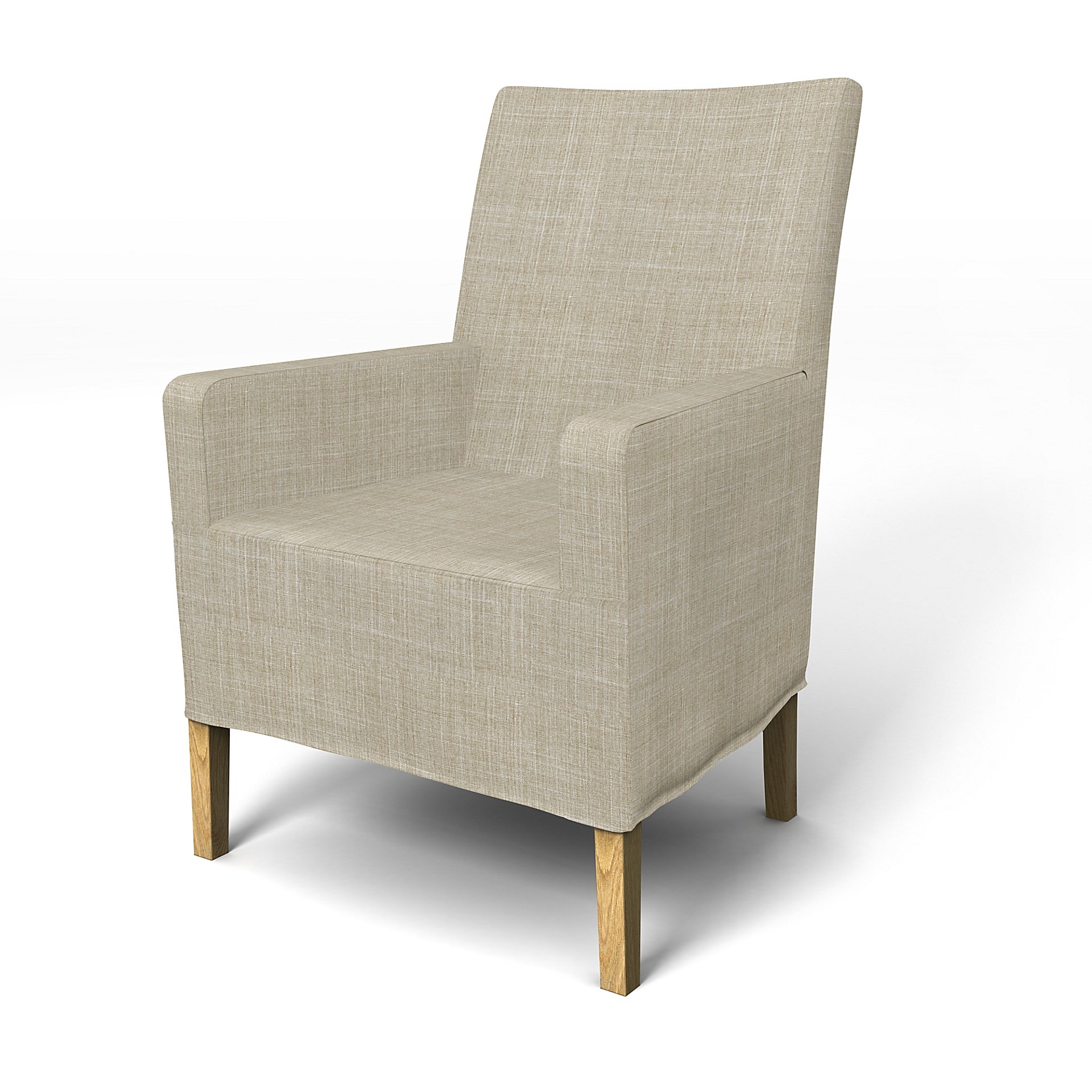 IKEA - Henriksdal, Chair cover w/ armrest, medium length skirt, Sand Beige, Boucle & Texture - Bemz