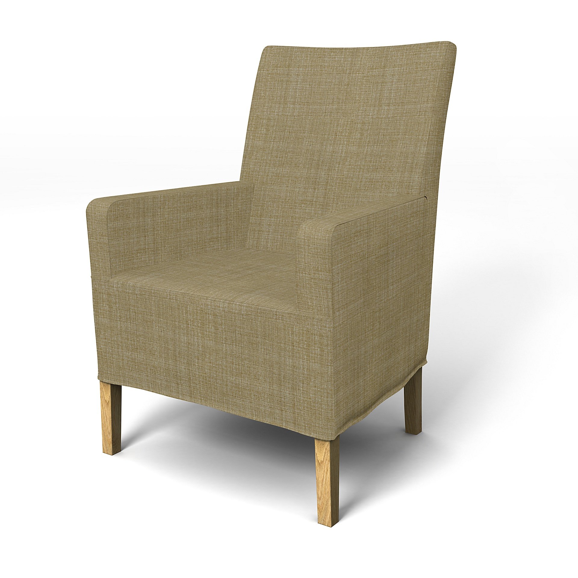 IKEA - Henriksdal, Chair cover w/ armrest, medium length skirt, Dusty Yellow, Boucle & Texture - Bem