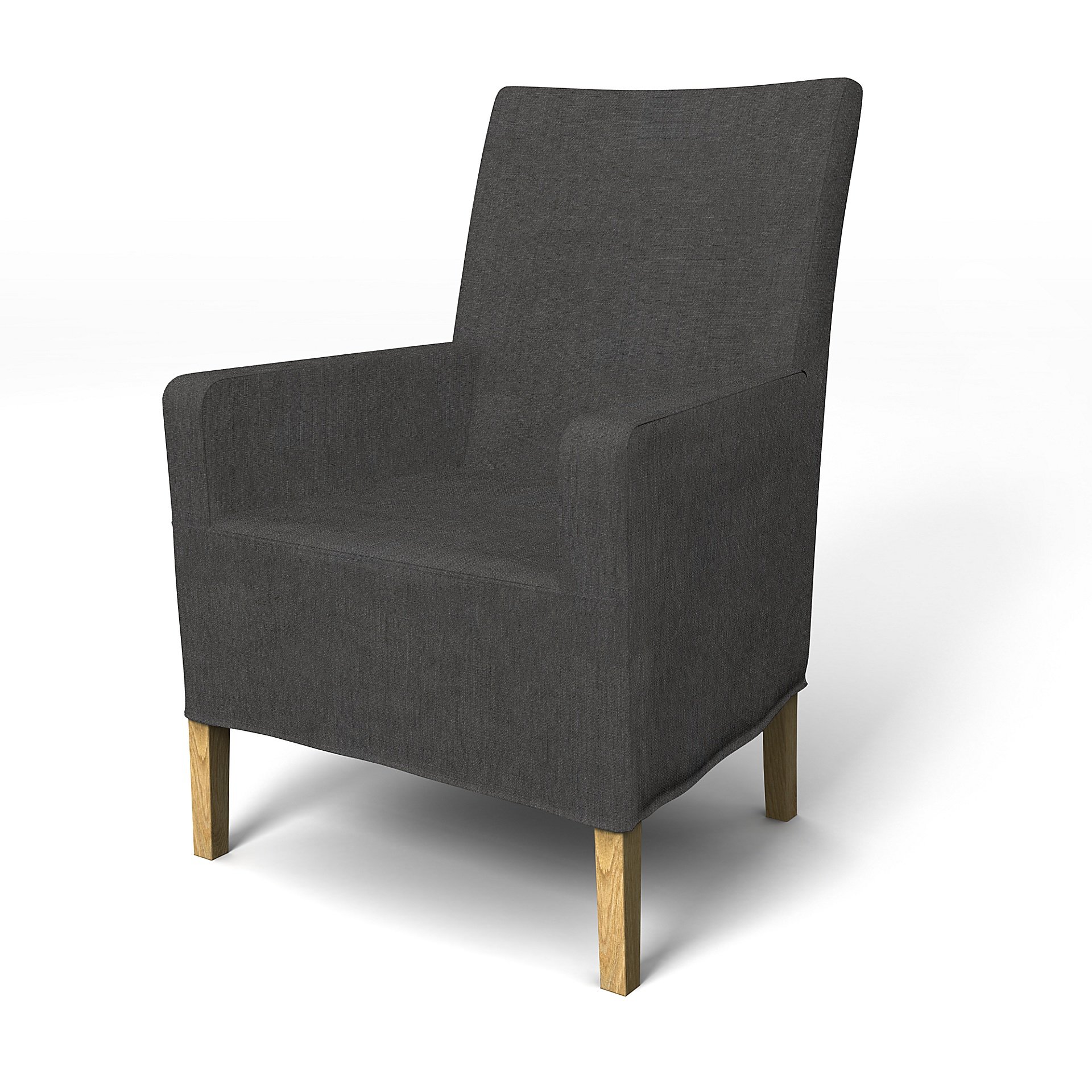 IKEA - Henriksdal, Chair cover w/ armrest, medium length skirt, Espresso, Linen - Bemz