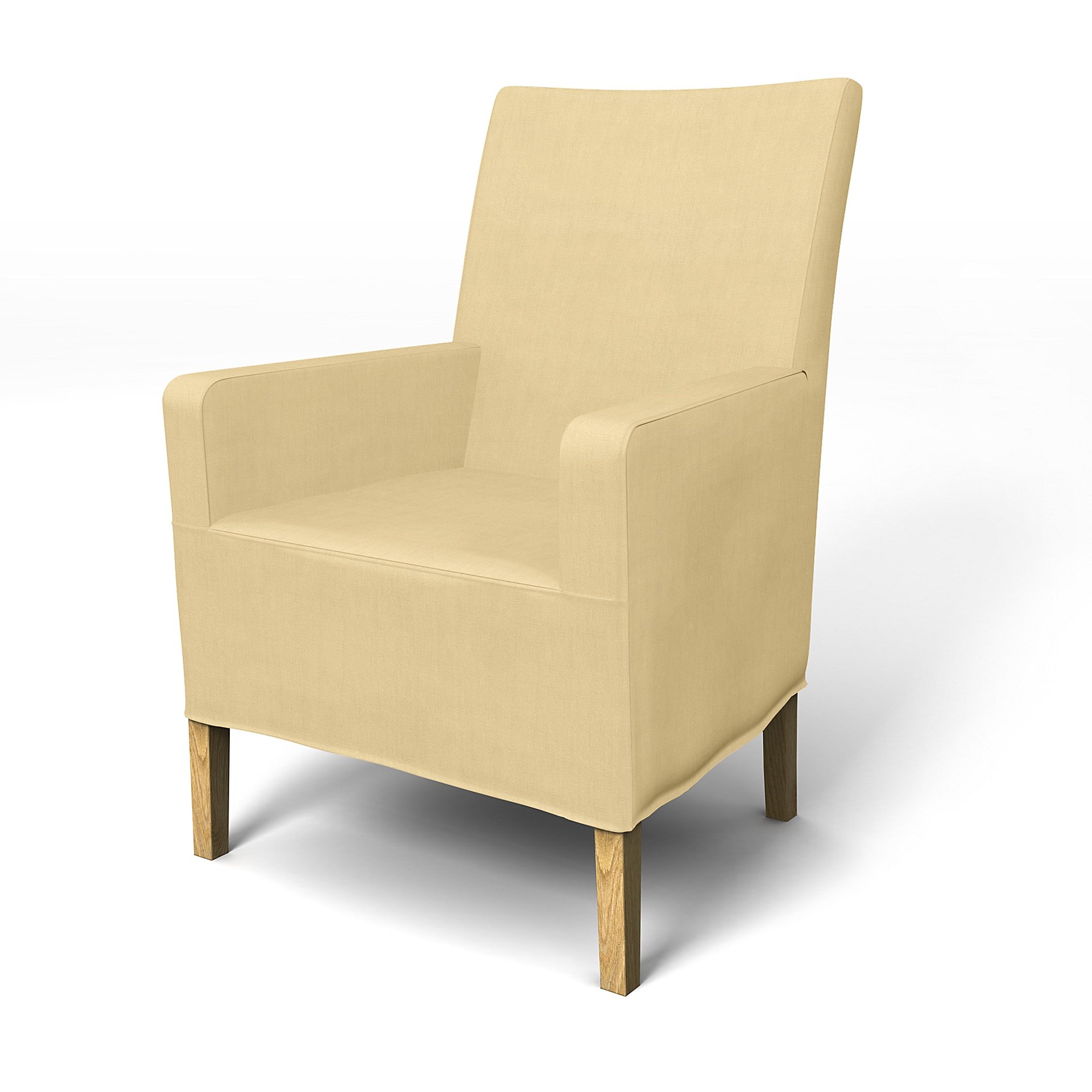 IKEA - Henriksdal, Chair cover w/ armrest, medium length skirt, Straw Yellow, Linen - Bemz