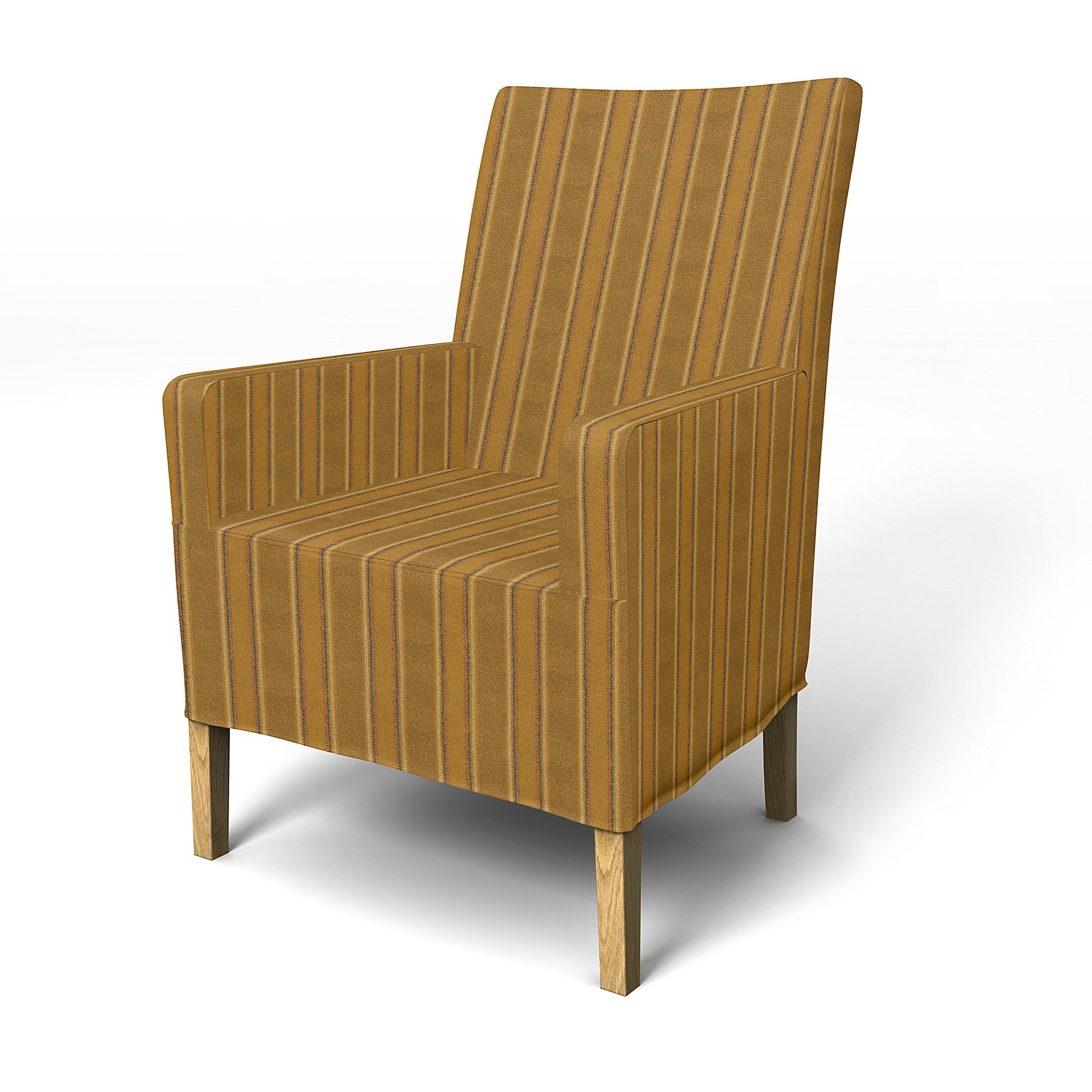 IKEA - Henriksdal, Chair cover w/ armrest, medium length skirt, Mustard Stripe, Cotton - Bemz