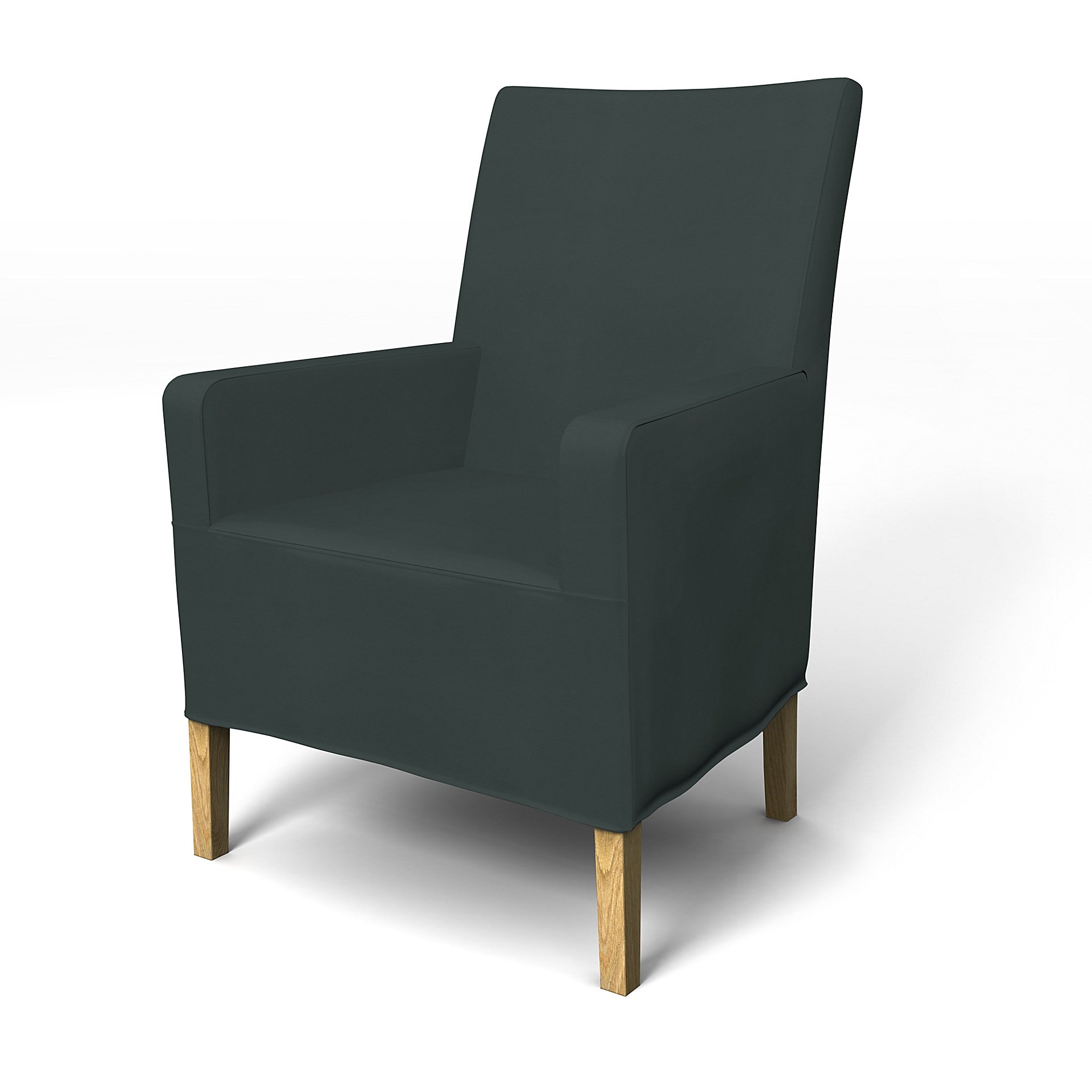 IKEA - Henriksdal, Chair cover w/ armrest, medium length skirt, Graphite Grey, Cotton - Bemz