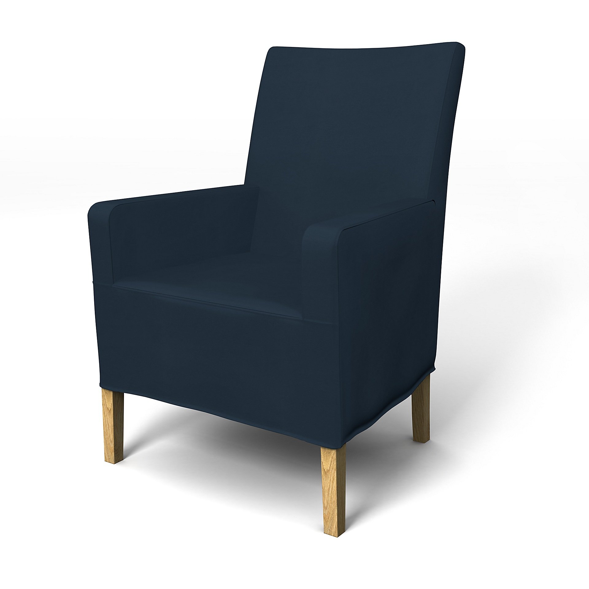 IKEA - Henriksdal, Chair cover w/ armrest, medium length skirt, Navy Blue, Cotton - Bemz