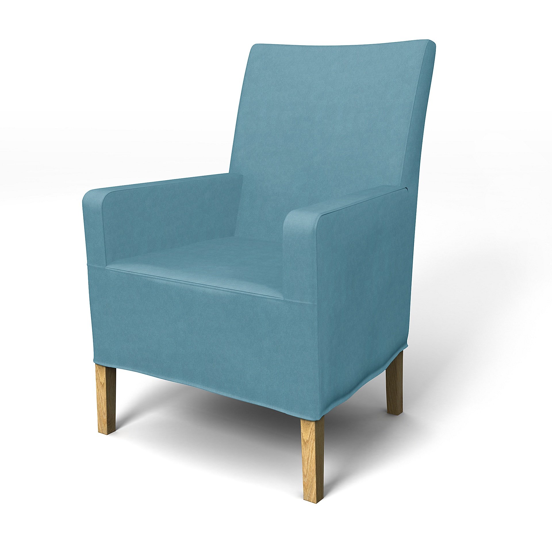 IKEA - Henriksdal, Chair cover w/ armrest, medium length skirt, Dusk Blue, Outdoor - Bemz