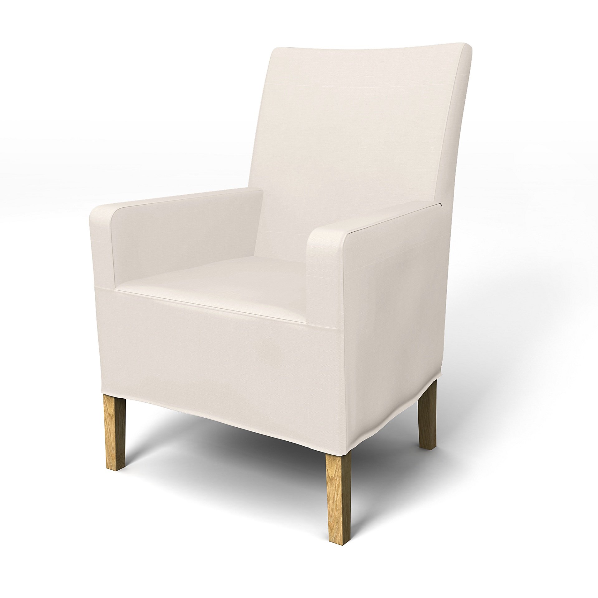 IKEA - Henriksdal, Chair cover w/ armrest, medium length skirt, Soft White, Cotton - Bemz