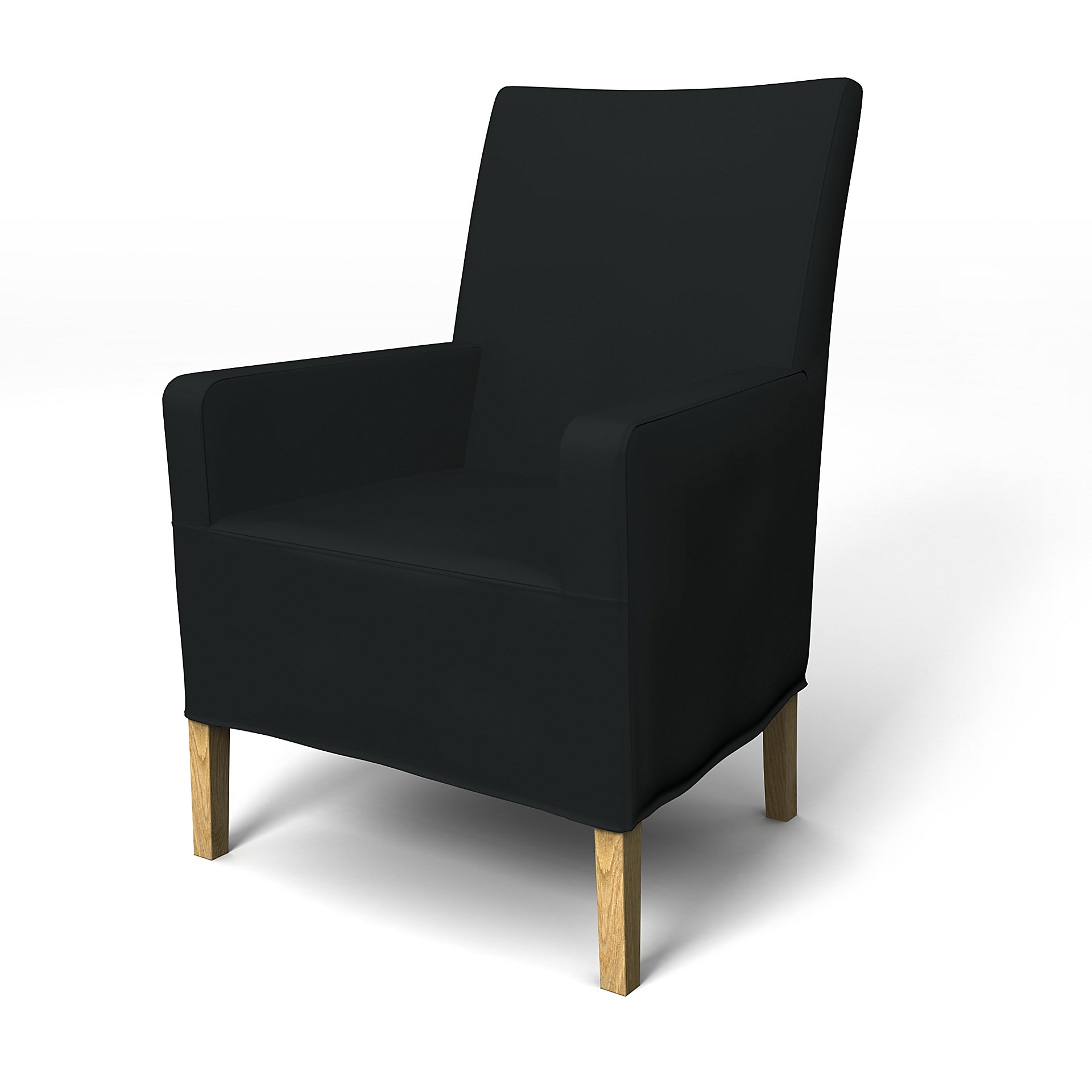 IKEA - Henriksdal, Chair cover w/ armrest, medium length skirt, Jet Black, Cotton - Bemz