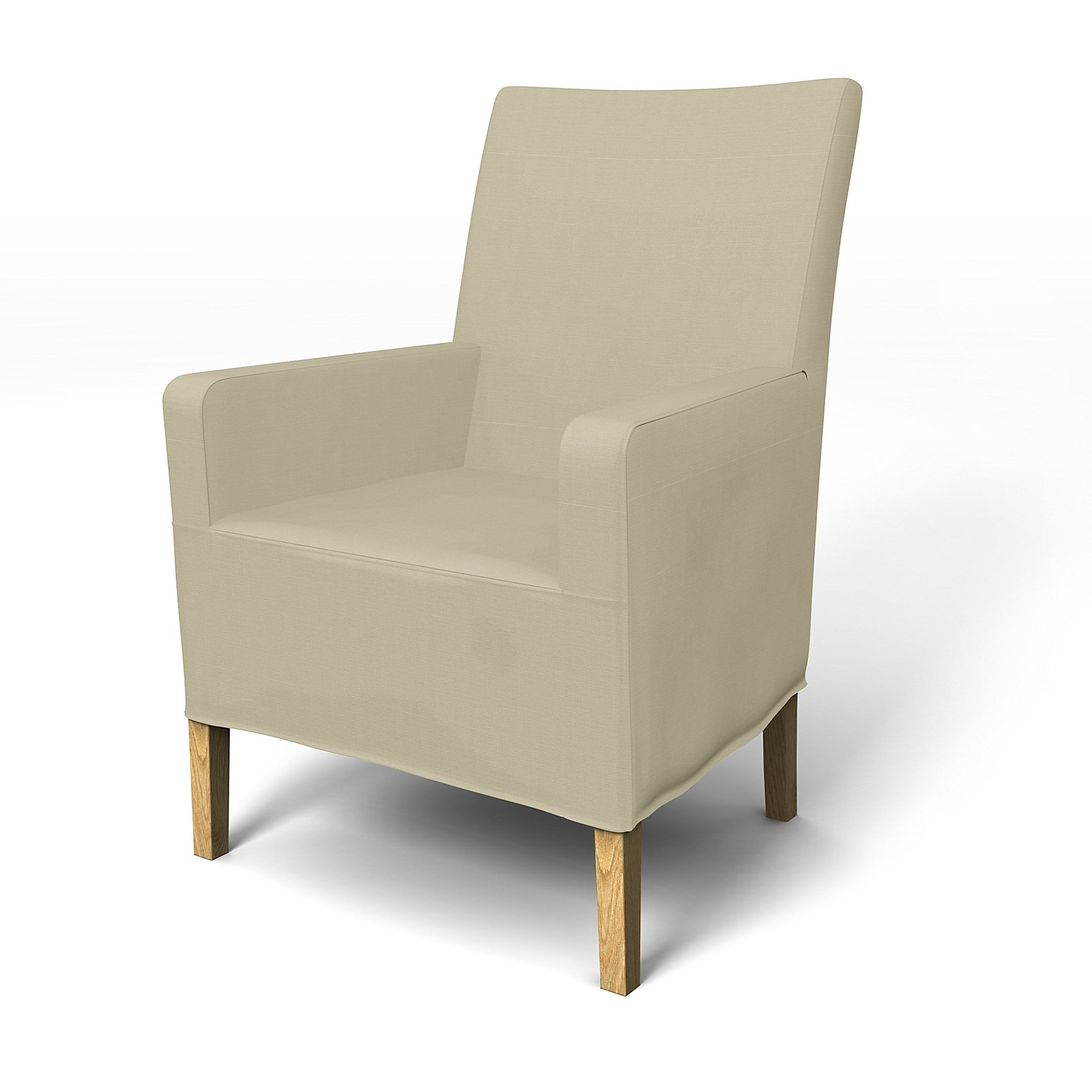IKEA - Henriksdal, Chair cover w/ armrest, medium length skirt, Sand Beige, Cotton - Bemz
