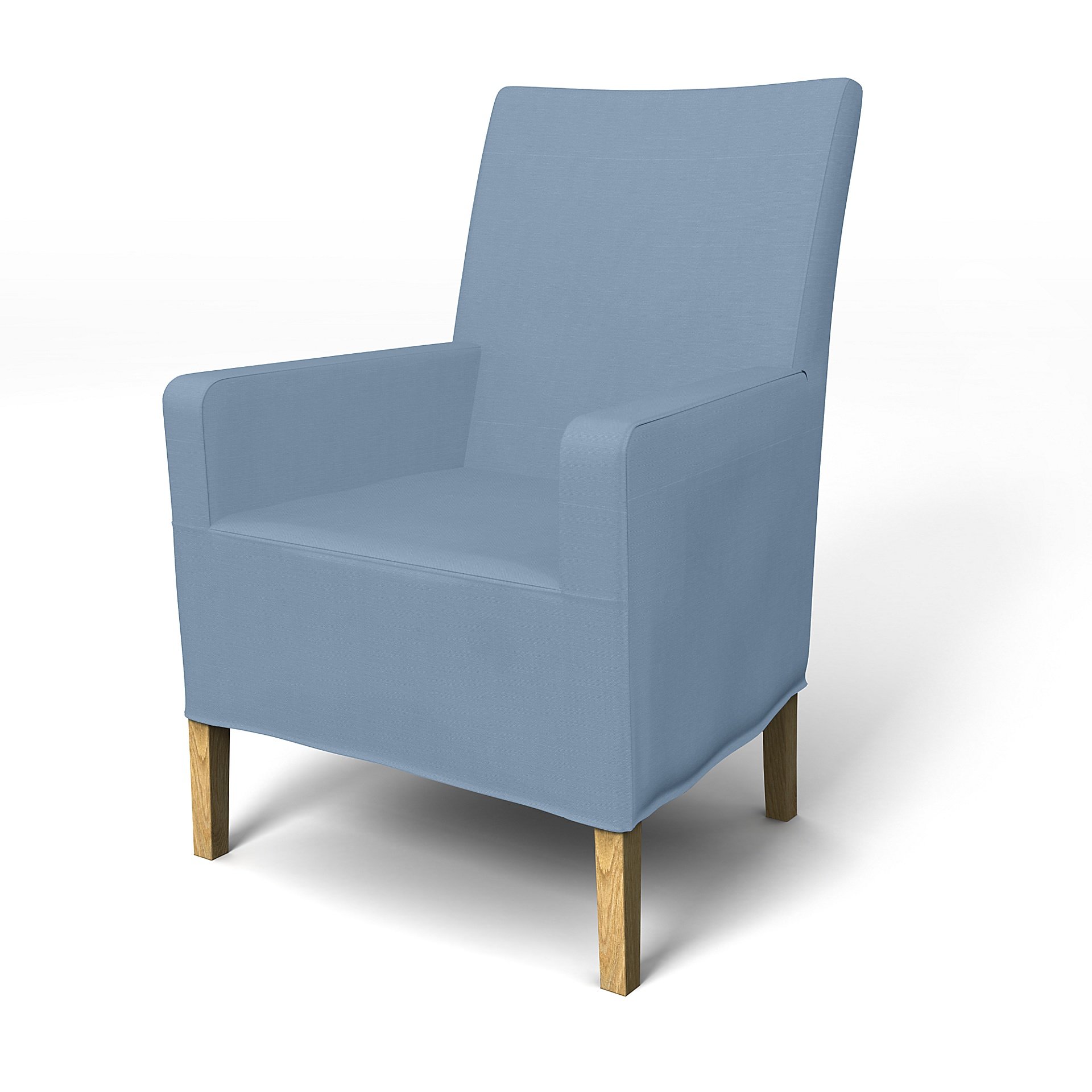 IKEA - Henriksdal, Chair cover w/ armrest, medium length skirt, Dusty Blue, Cotton - Bemz