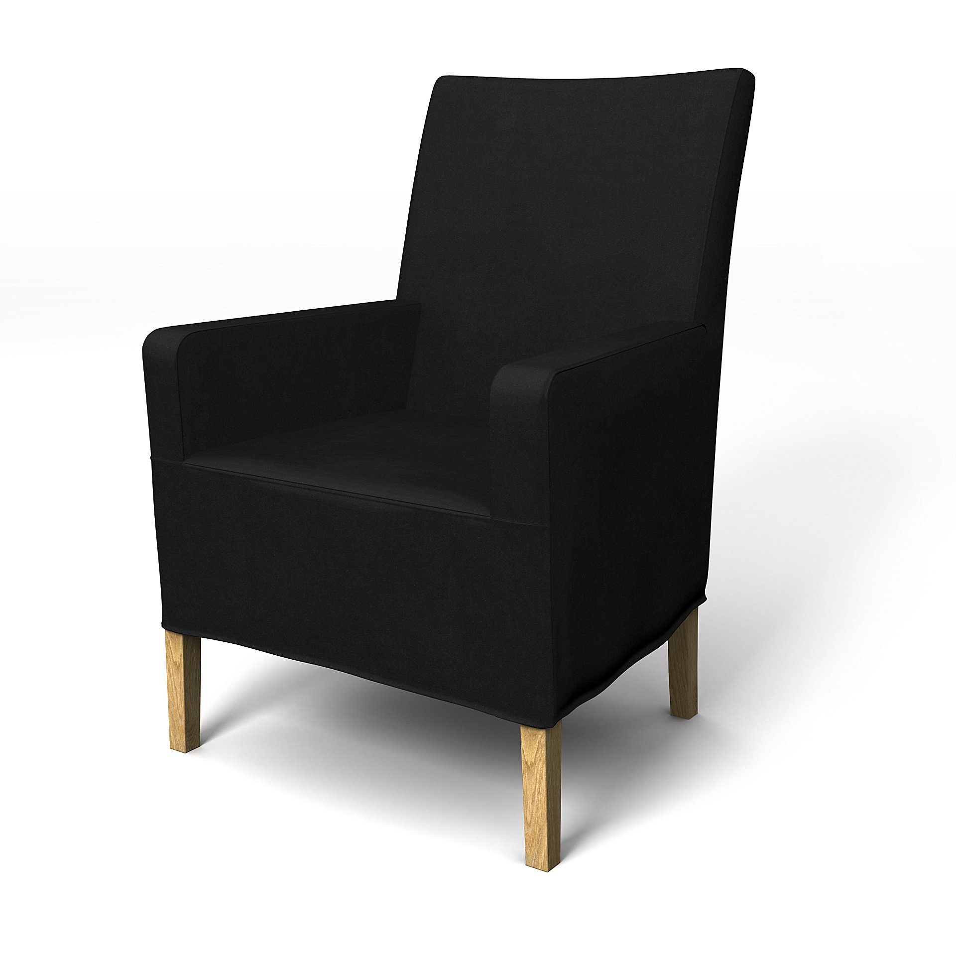 IKEA - Henriksdal, Chair cover w/ armrest, medium length skirt, Black, Velvet - Bemz