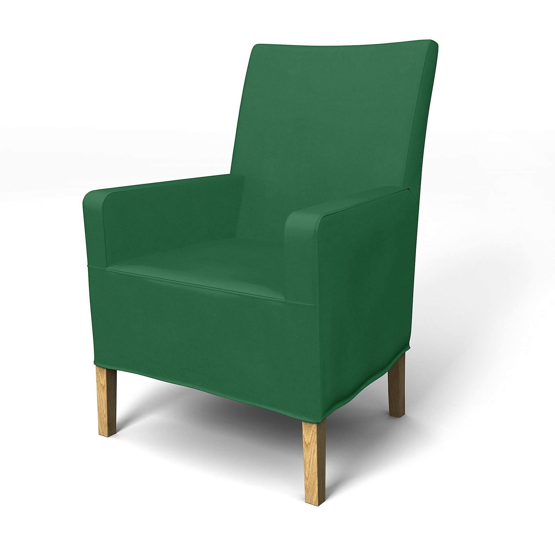 IKEA - Henriksdal, Chair cover w/ armrest, medium length skirt, Abundant Green, Velvet - Bemz