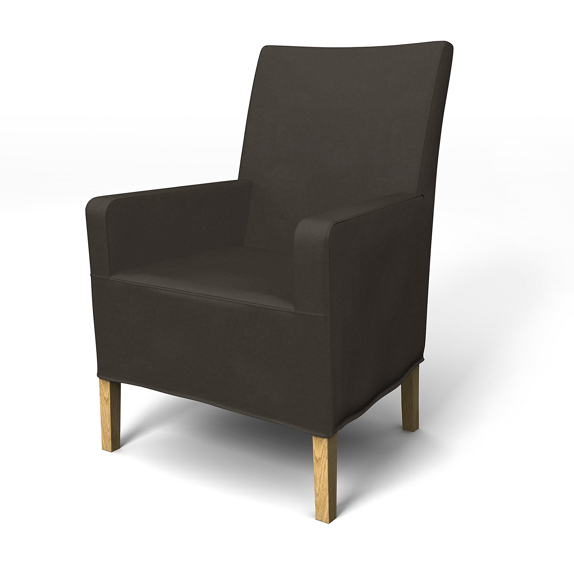 IKEA - Henriksdal, Chair cover w/ armrest, medium length skirt, Licorice, Velvet - Bemz
