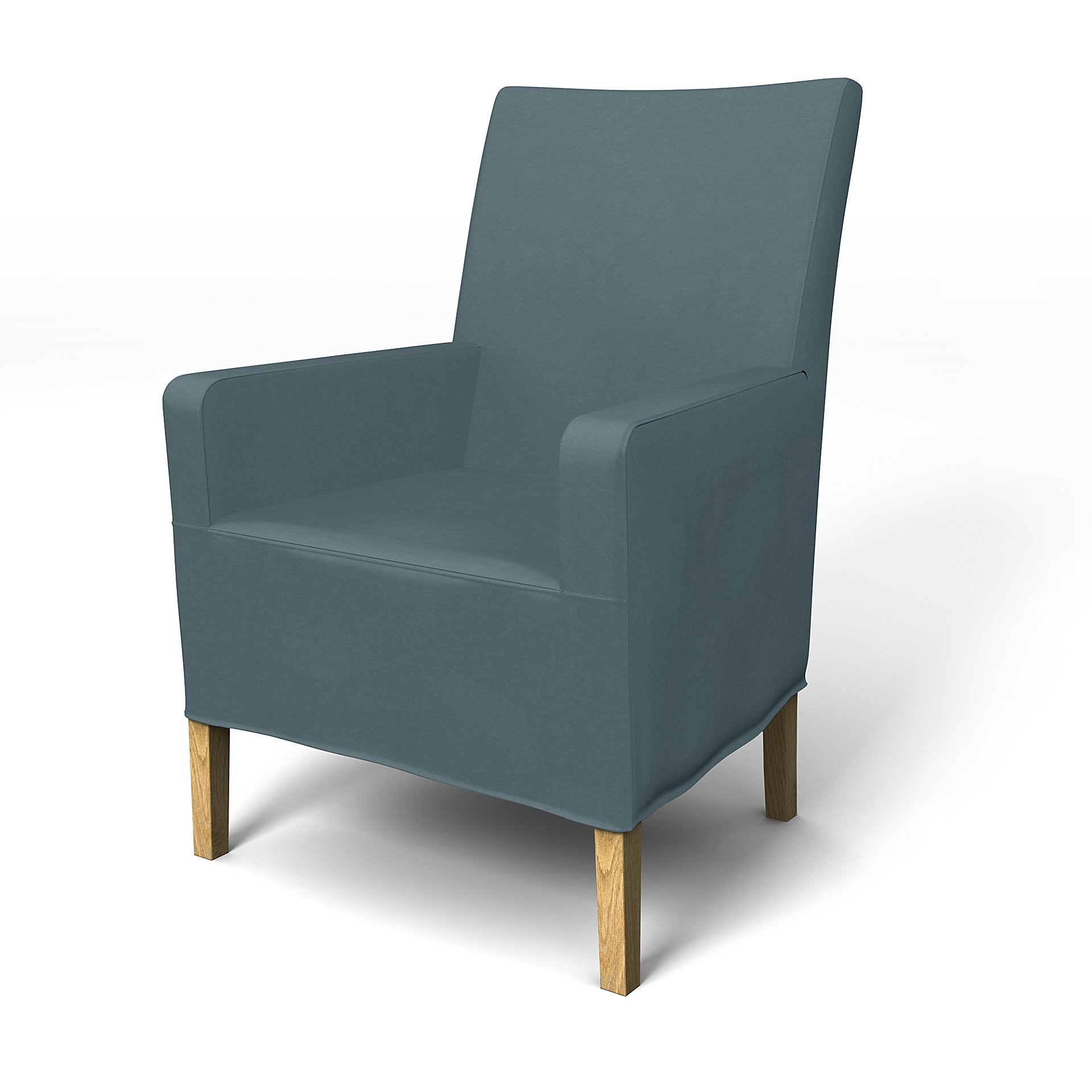 IKEA - Henriksdal, Chair cover w/ armrest, medium length skirt, Duck Egg, Velvet - Bemz