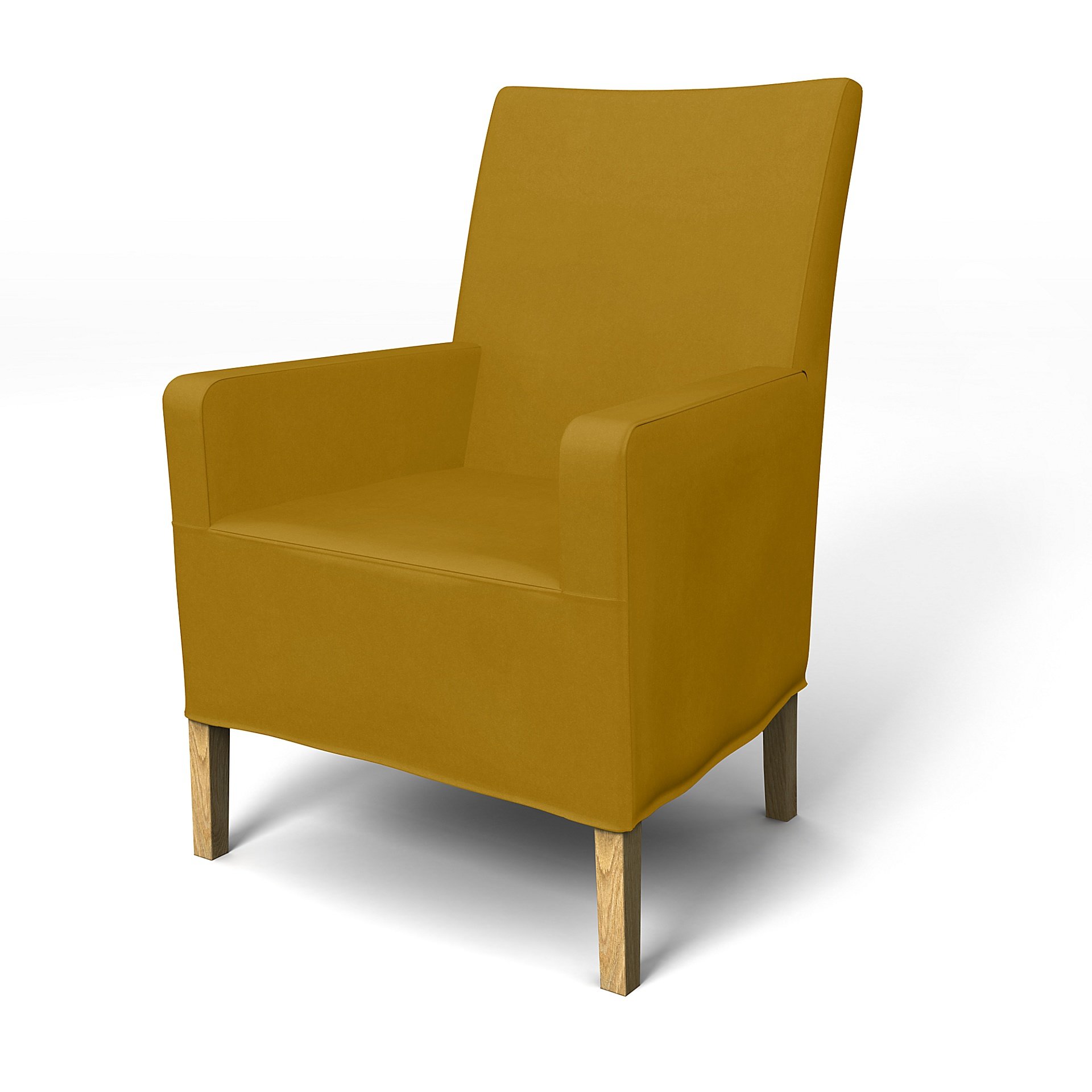 IKEA - Henriksdal, Chair cover w/ armrest, medium length skirt, Dijon, Velvet - Bemz