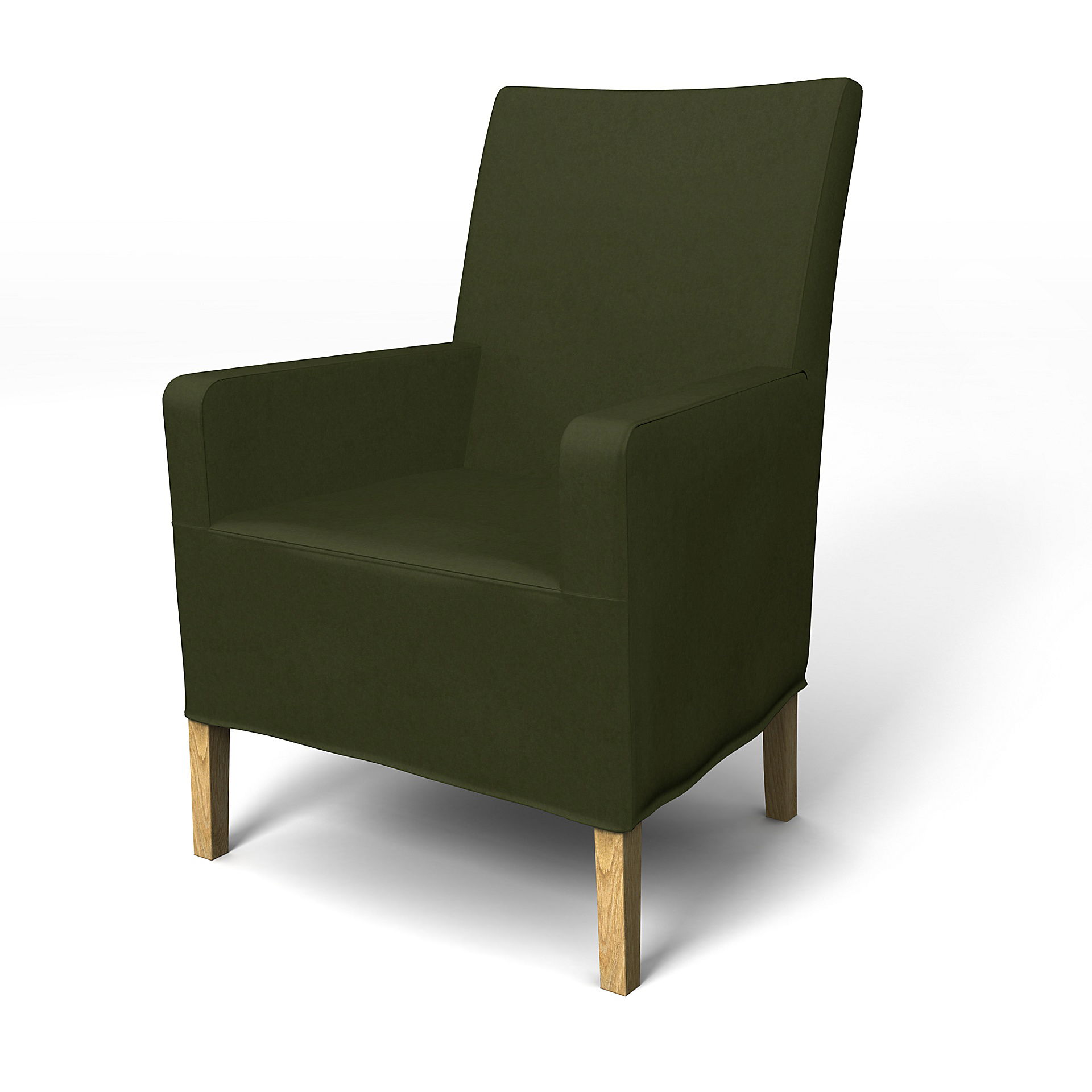 IKEA - Henriksdal, Chair cover w/ armrest, medium length skirt, Moss, Velvet - Bemz