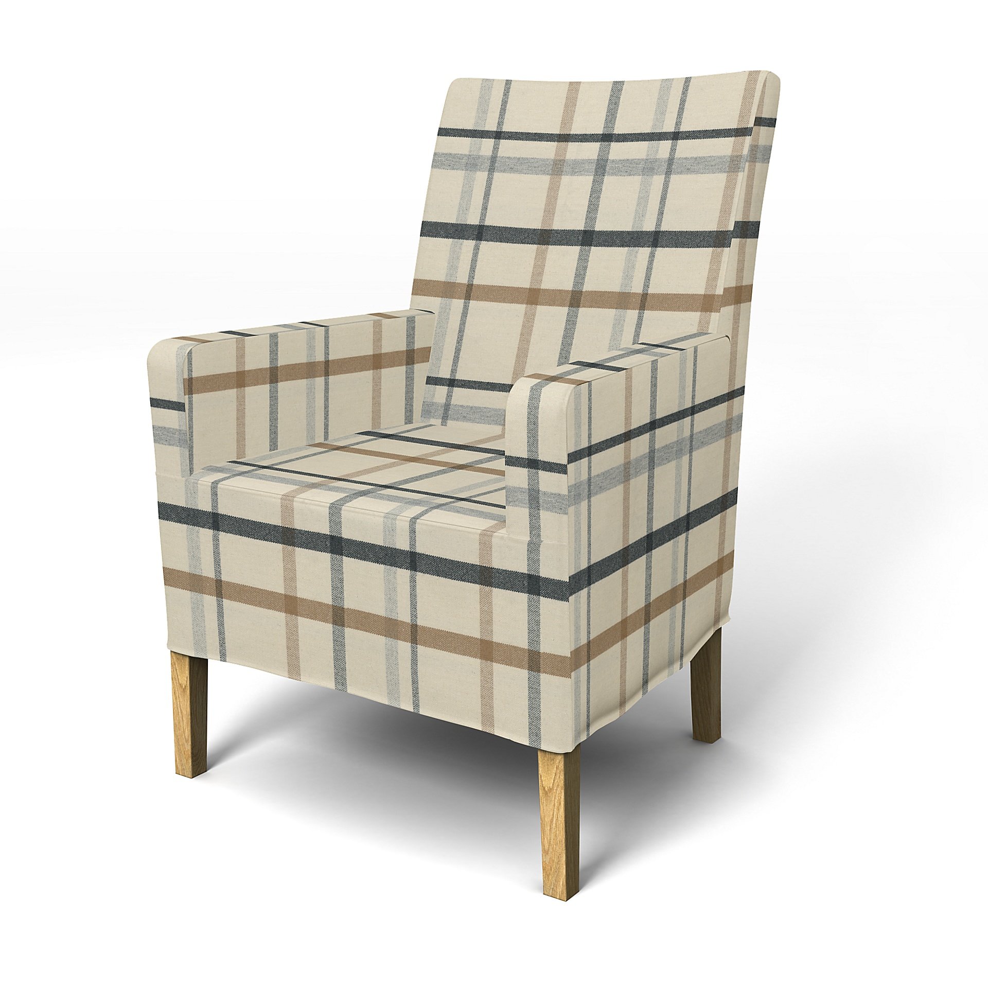 IKEA - Henriksdal, Chair cover w/ armrest, medium length skirt, Fawn Brown, Wool - Bemz