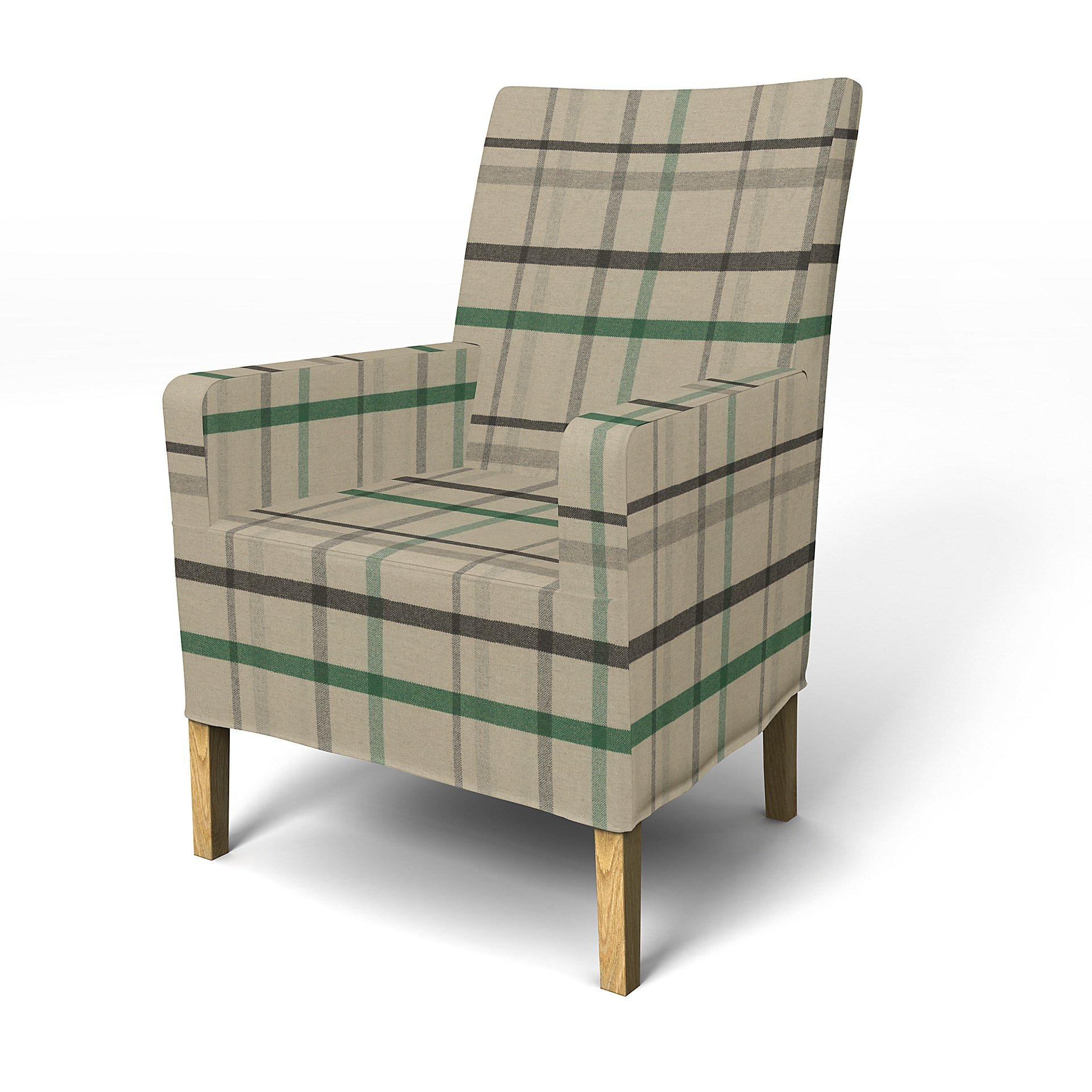IKEA - Henriksdal, Chair cover w/ armrest, medium length skirt, Forest Glade, Wool - Bemz