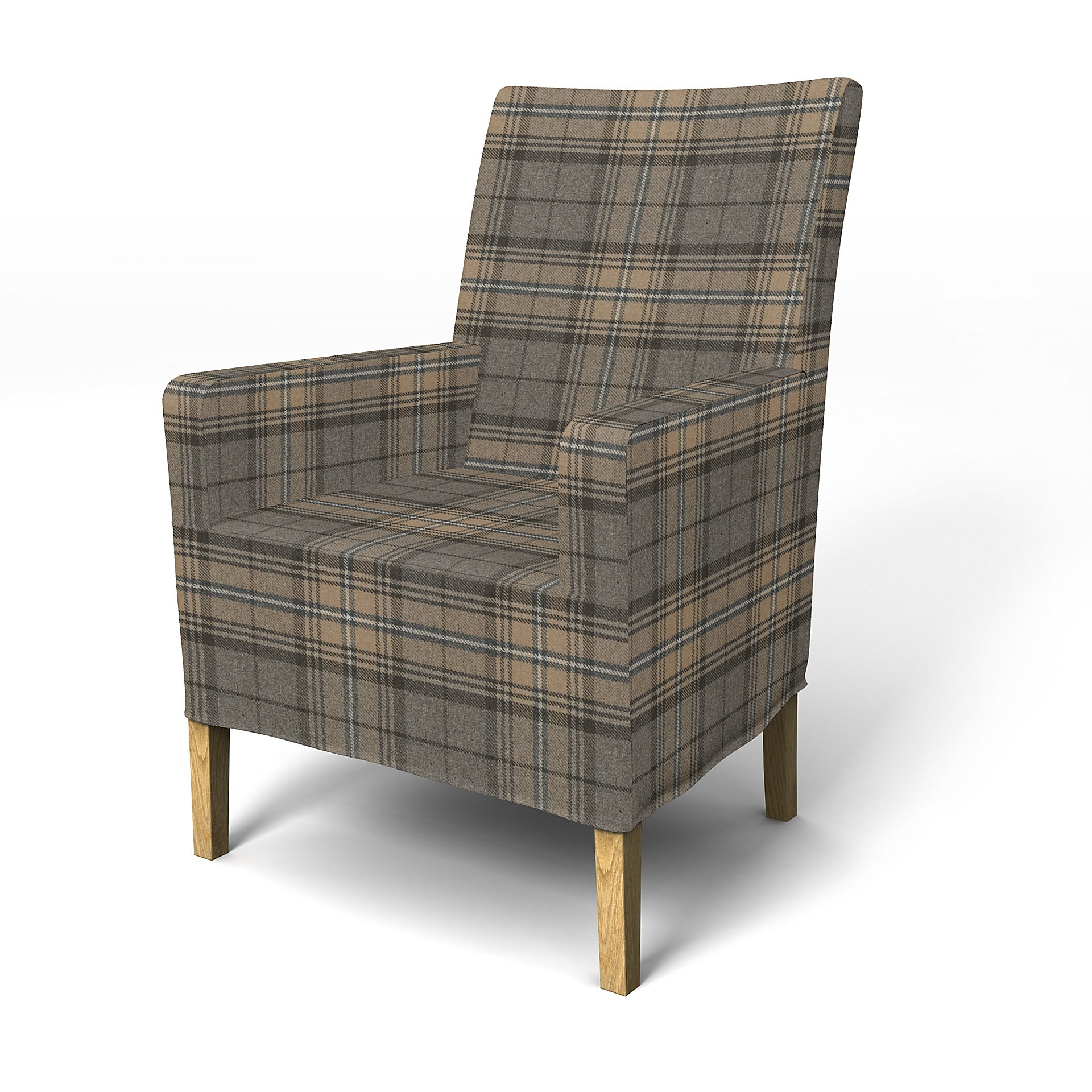 IKEA - Henriksdal, Chair cover w/ armrest, medium length skirt, Bark Brown, Wool - Bemz
