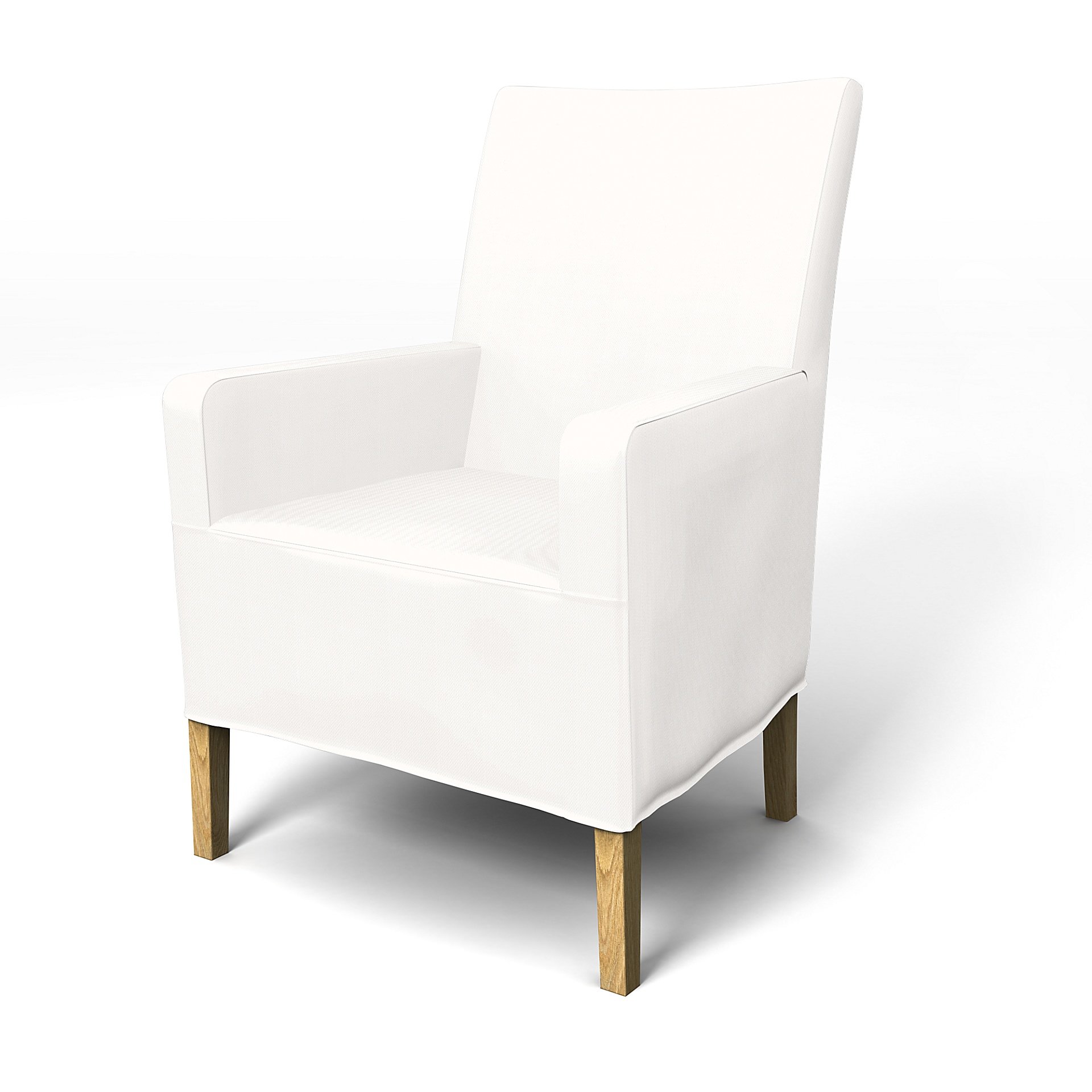IKEA - Henriksdal, Chair cover w/ armrest, medium length skirt, Soft White, Linen - Bemz